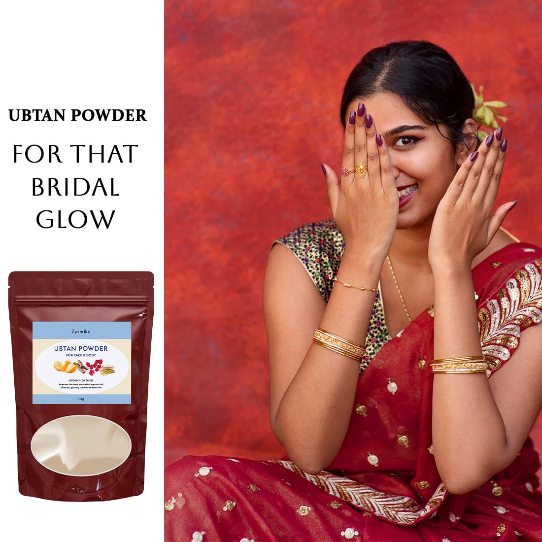 Zysmika Ubtan Powder for Face & Body - 100g (Pack of 2) | Natural Skin Whitening & Glowing Treatment | Homemade Facial Hair Removal | Perfect for Daily Skincare & Bridal Prep