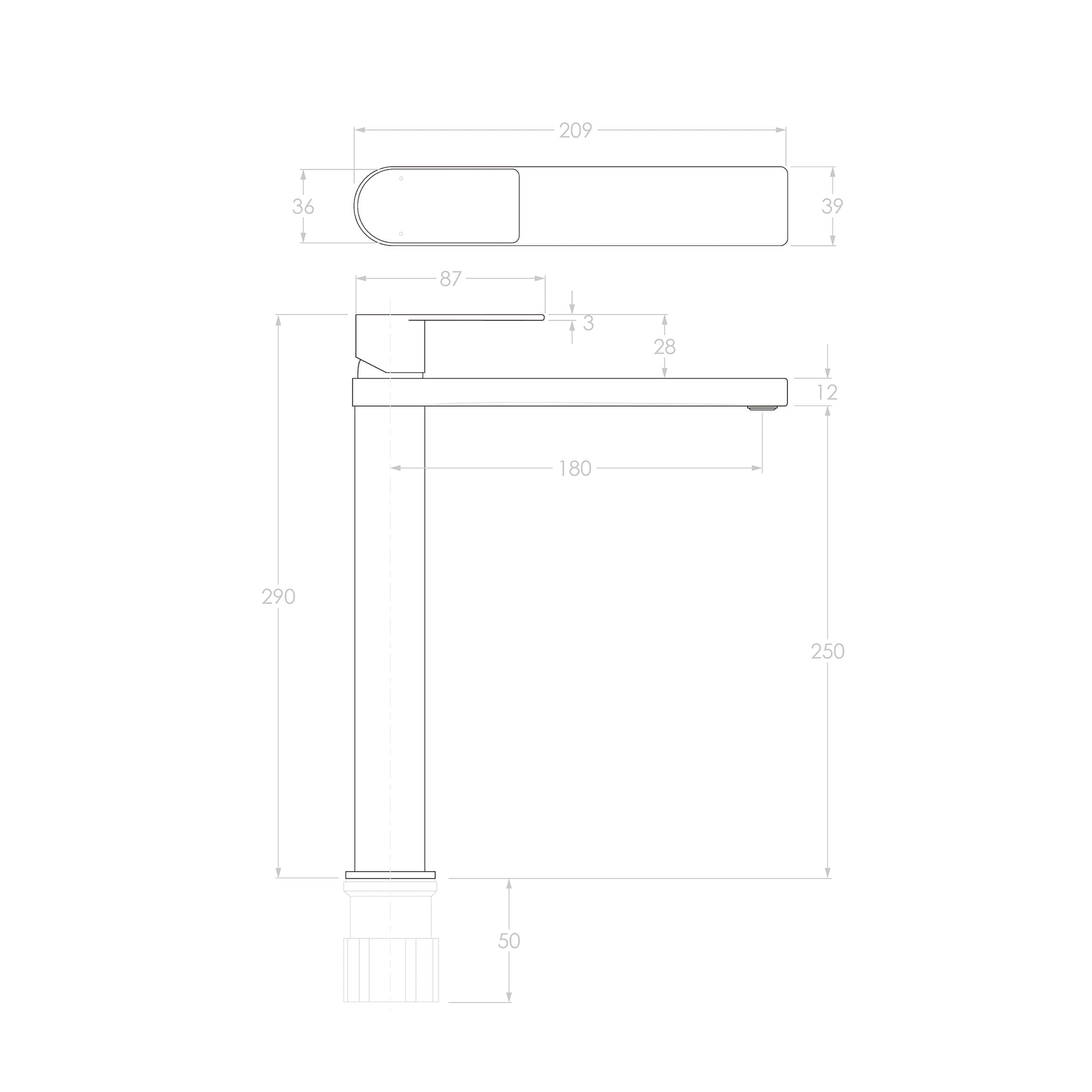 ADP Cosmopolitan Extended Basin Mixer Chrome - Modern Bathroom Faucet for Sink, Single Handle Waterfall Spout, Brushed Nickel Finish - Perfect for Home, Hotel, and Office Bathroom Renovation