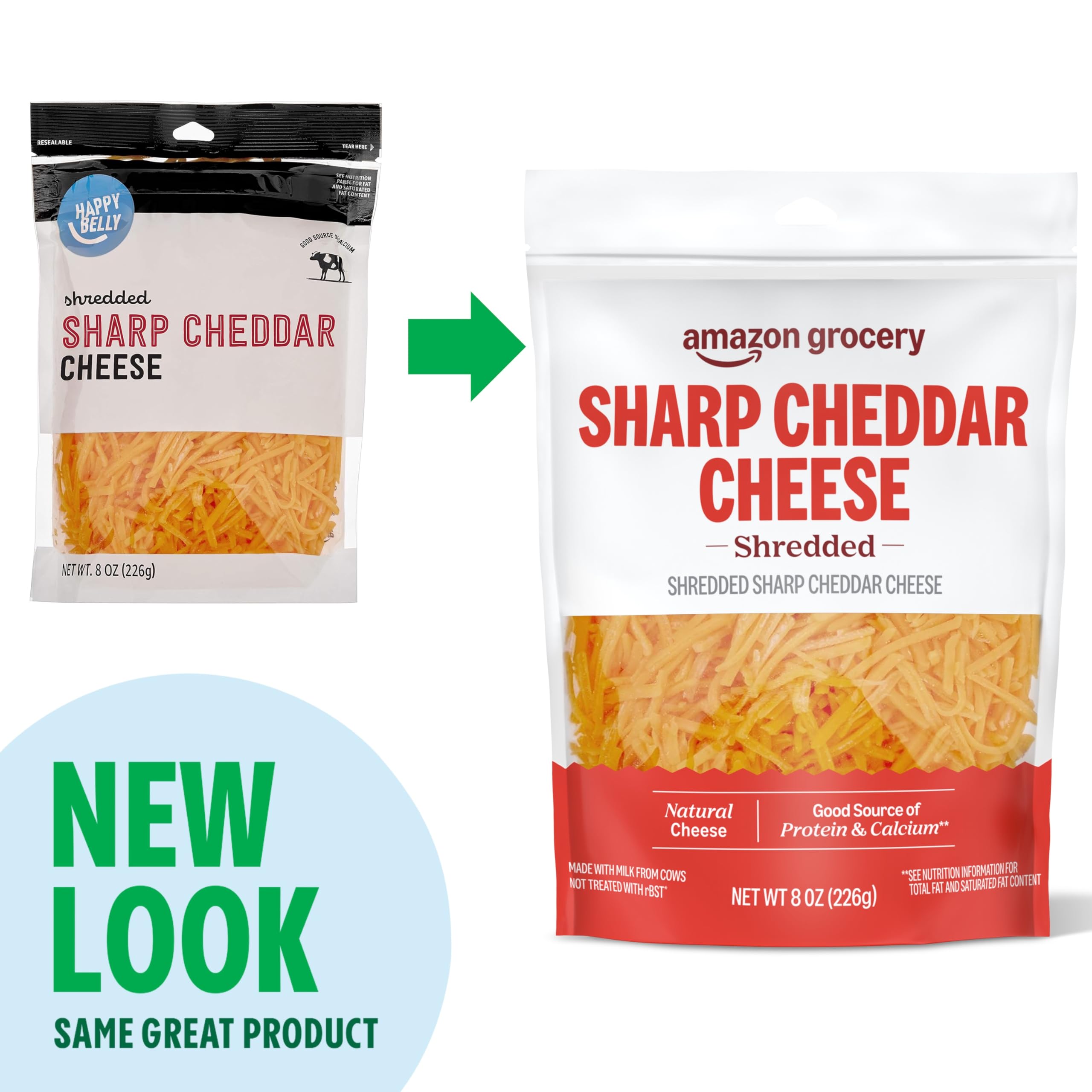 Premium Shredded Sharp Cheddar Cheese - 8 Oz Resealable Bag | High-Quality Amazon Grocery | Perfect for Nachos, Mac & Cheese, Sandwiches & Salads