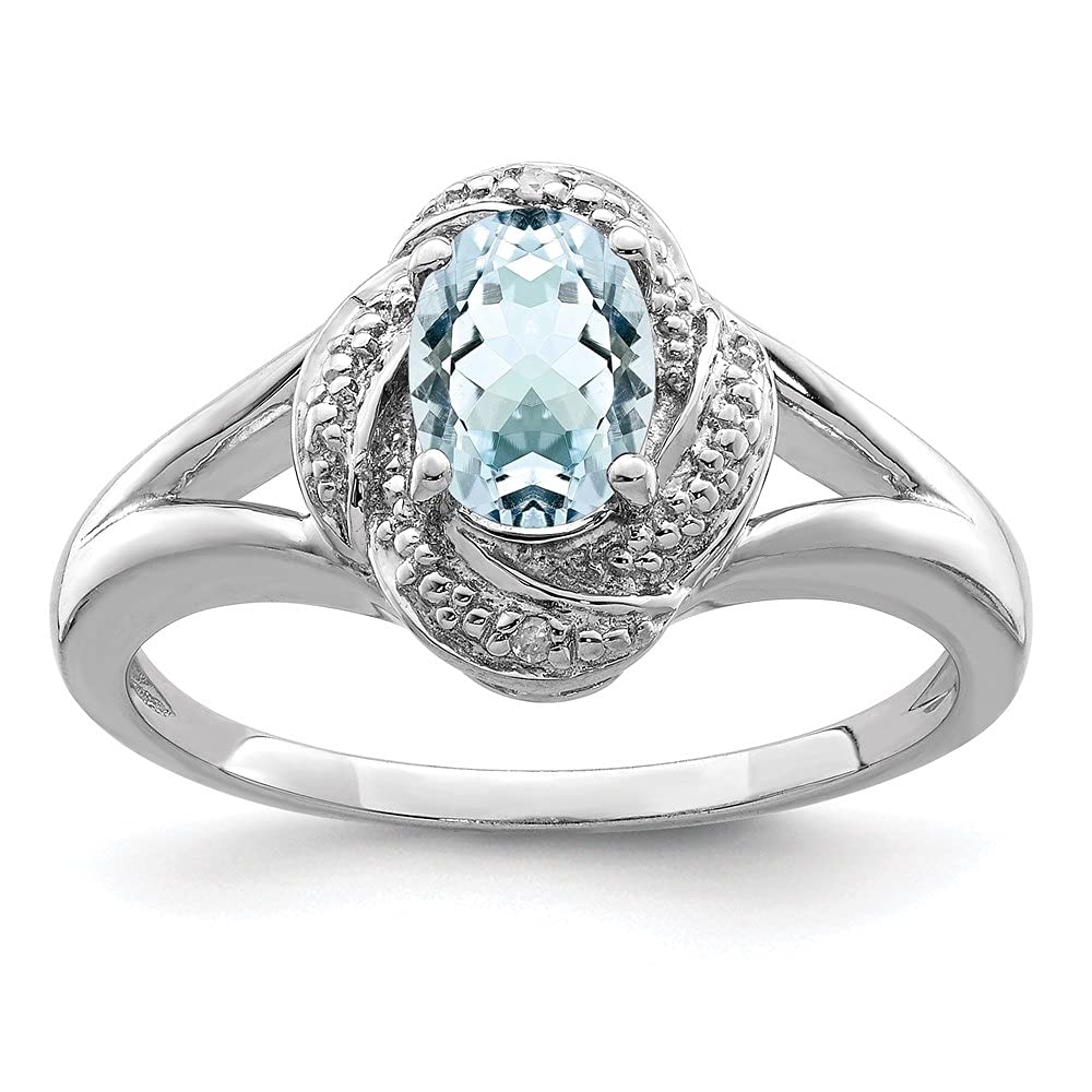 925 Sterling Silver Aquamarine & Diamond Solitaire Engagement Ring - 0.71 CTTW | Elegant Promise & Wedding Jewelry for Her | Perfect for Proposals, Anniversaries & Special Occasions
