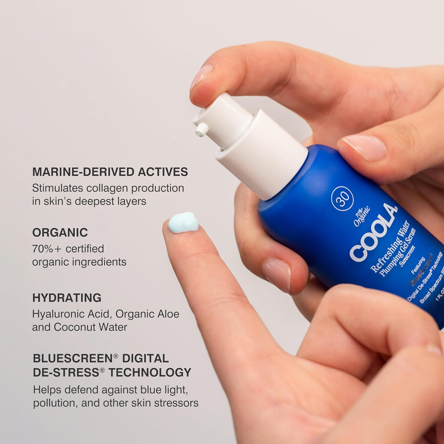 COOLA Refreshing Water Plumping Gel Serum SPF 30 - Hydrating Face Moisturizer with Sun Protection | Perfect for Daily Skincare & Outdoor Activities