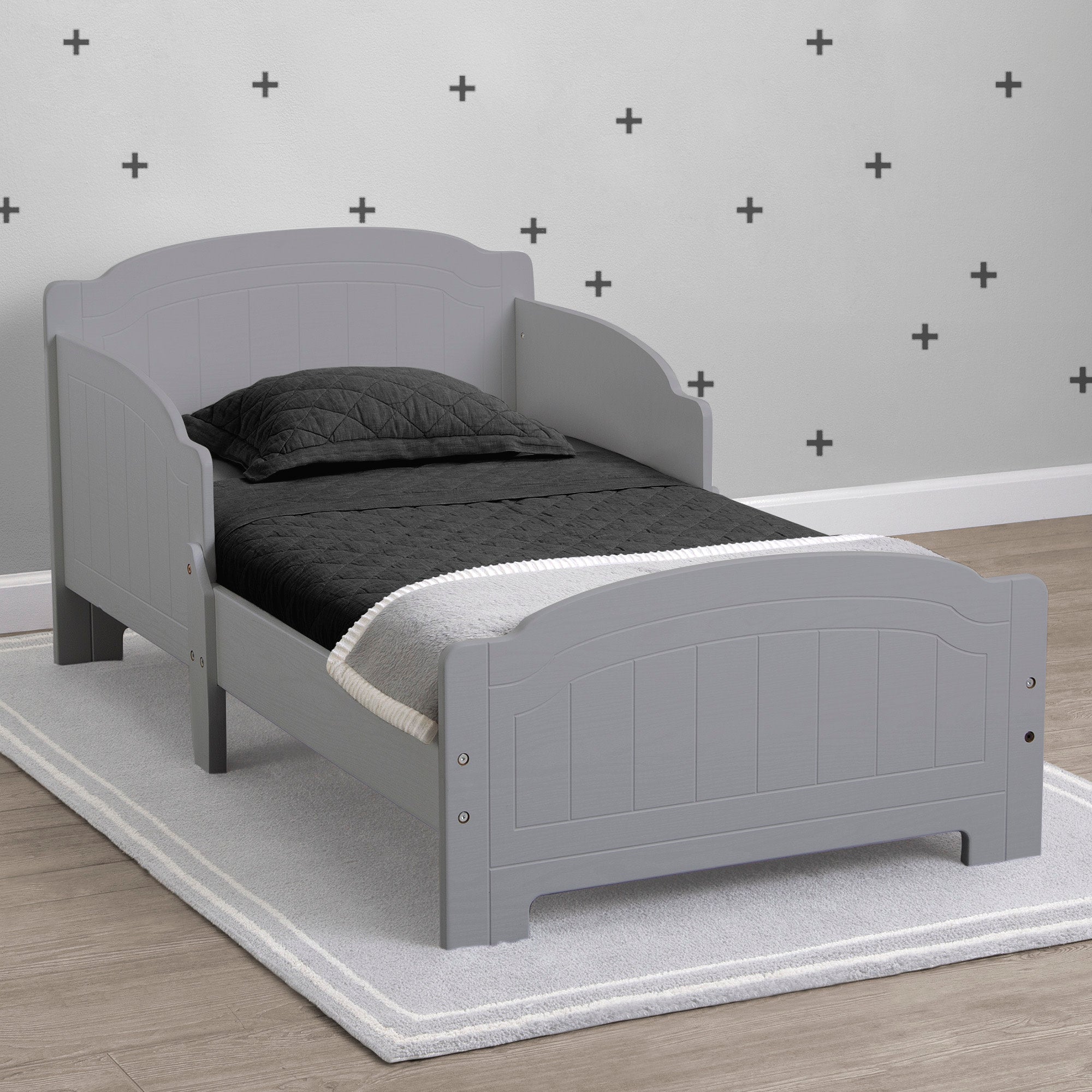 Premium Newport Wood Toddler Bed - Safe & Sturdy Convertible Kids Bed for Boys & Girls - Perfect for Nursery, Daycare, or First Big Kid Bed Transition