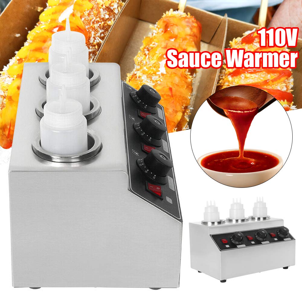 240W Electric Food Warmer - Multifunctional Sauce, Jam, Chocolate, Butter & Cheese Heater with 3 Squeeze Bottles | Perfect for Restaurants, Bakeries & Home Kitchen Use