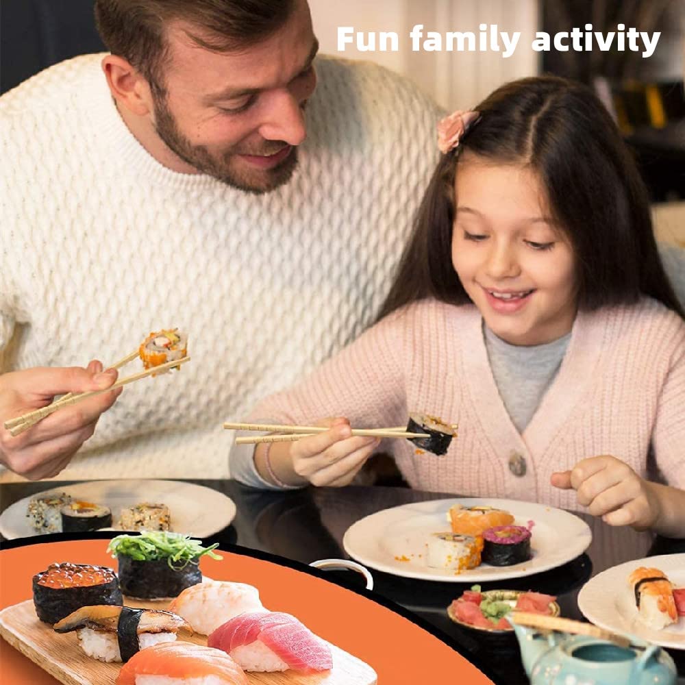 Premium Sushi Making Kit - 2 Bamboo Sushi Mats, Sushi Bazooka Maker, Alloy Chopsticks & Complete Accessories for Homemade Sushi | Perfect for Japanese Cuisine Lovers, Dinner Parties & Family Cooking Activities