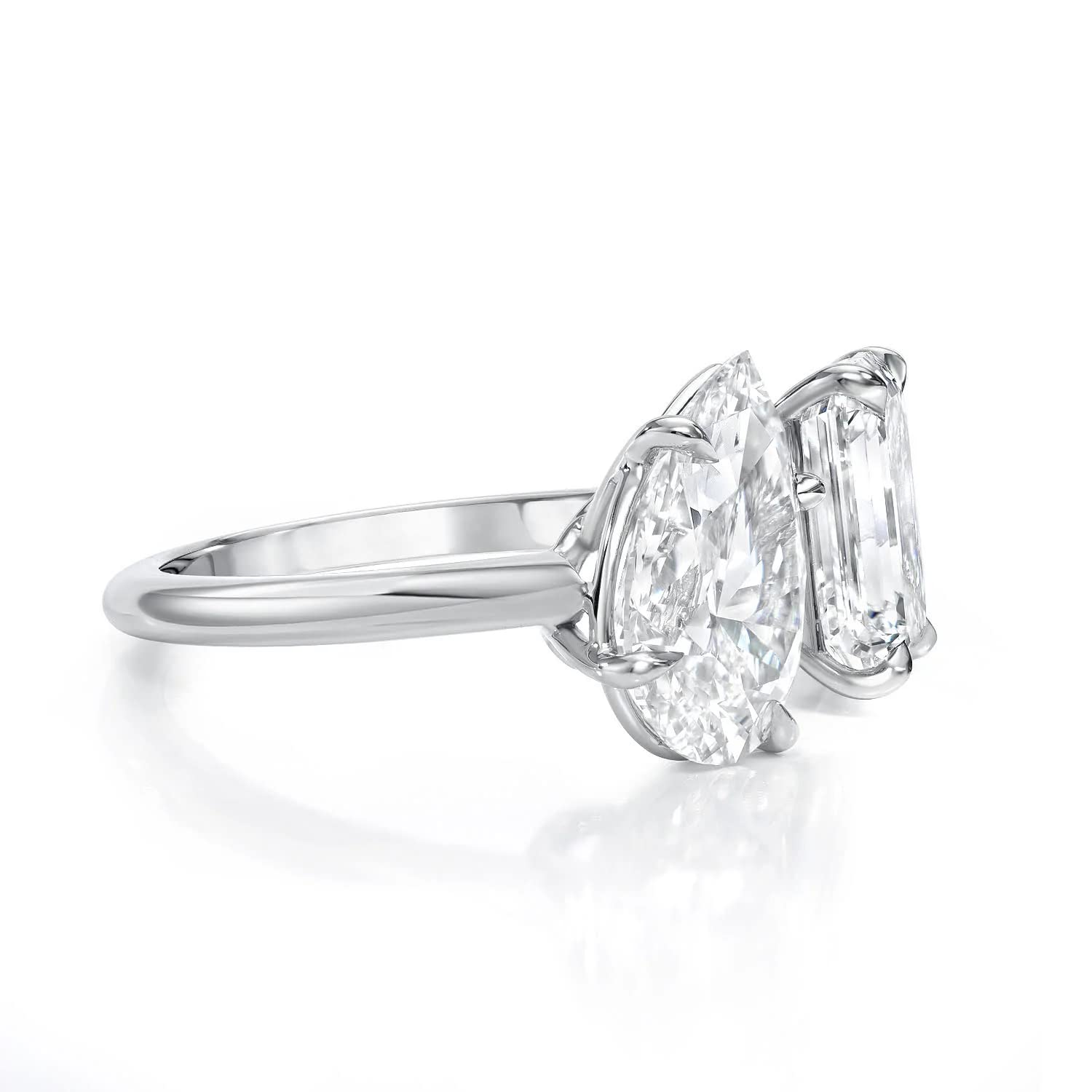 3 Carat Emerald & Pear Moissanite Engagement Ring Set for Women - Handmade Wedding Bridal Toi Et Moi Solitaire Ring in Sterling Silver, 10K/14K/18K Solid Gold - Stackable Anniversary Promise Gift for Her - Perfect for Proposals, Weddings & Romantic Occasions