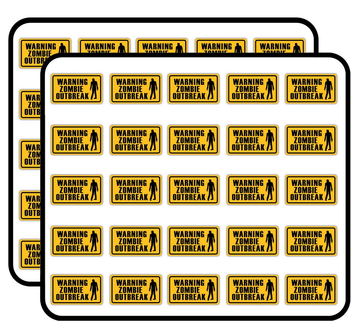 Zombie Apocalypse Warning Sign Stickers - 50 Pack for Scrapbooking, DIY Crafts, Bullet Journals, Kids Art Projects | Perfect for Halloween Decor, Party Supplies & Emergency Preparedness Kits