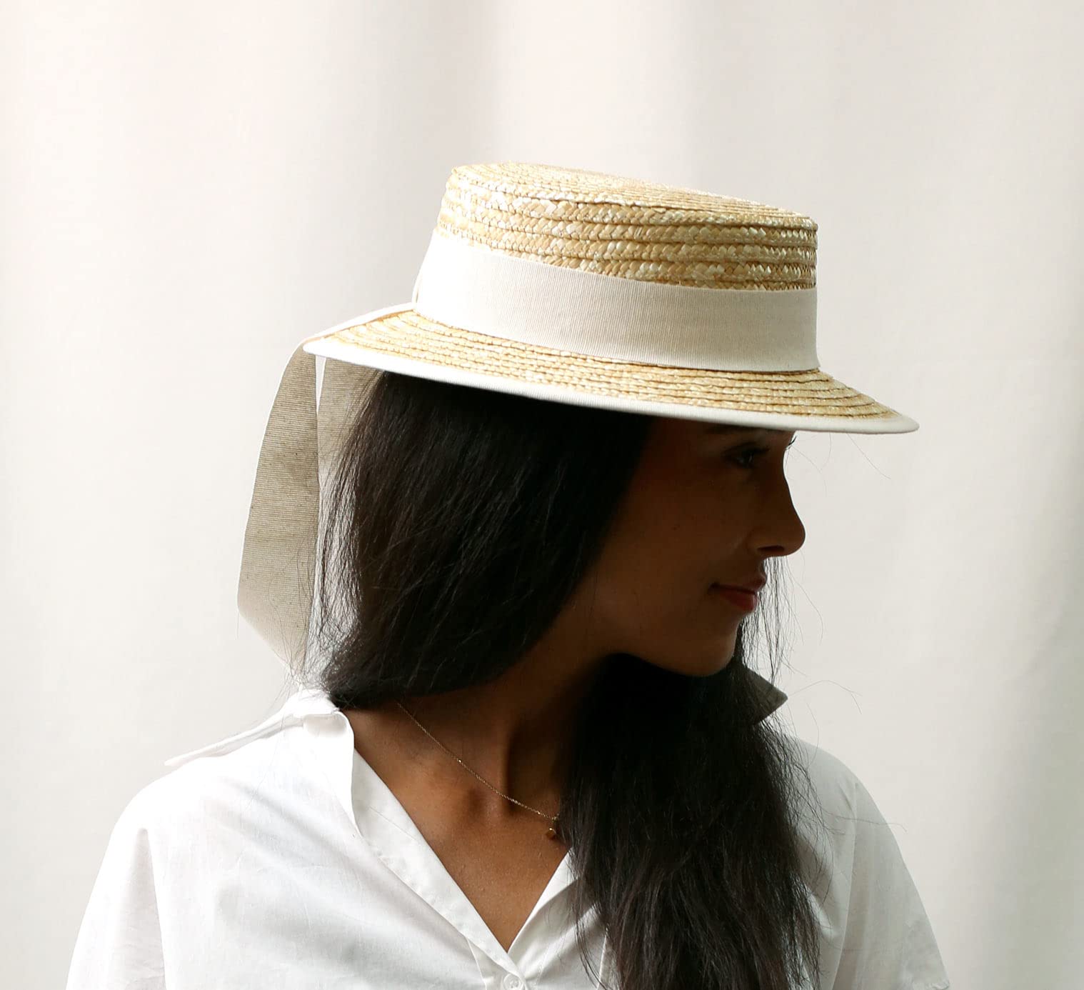Gondolier Boater Hat - Classic Straw Hat for Men & Women - Perfect for Venetian Costumes, Summer Outfits, and Themed Parties