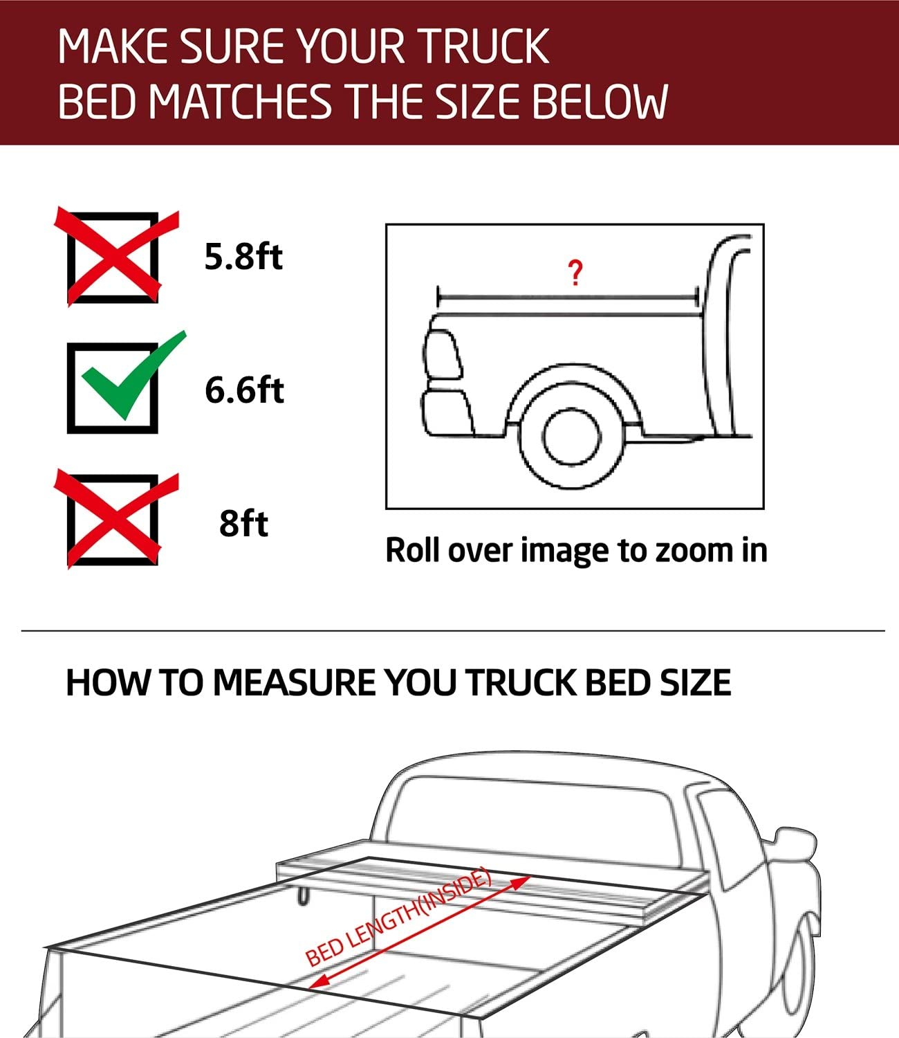 Kikito Vinyl Soft Quad-Fold Truck Tonneau Cover for 2007-2025 Chevy Silverado 1500 & GMC Sierra 1500 | 2007-2019 Silverado/Sierra 2500HD 3500HD | 6.6ft (78.9in) Bed | Weatherproof & Durable | Not for CarbonPro Bed | Perfect for Hauling, Camping & Outdoor Adventures