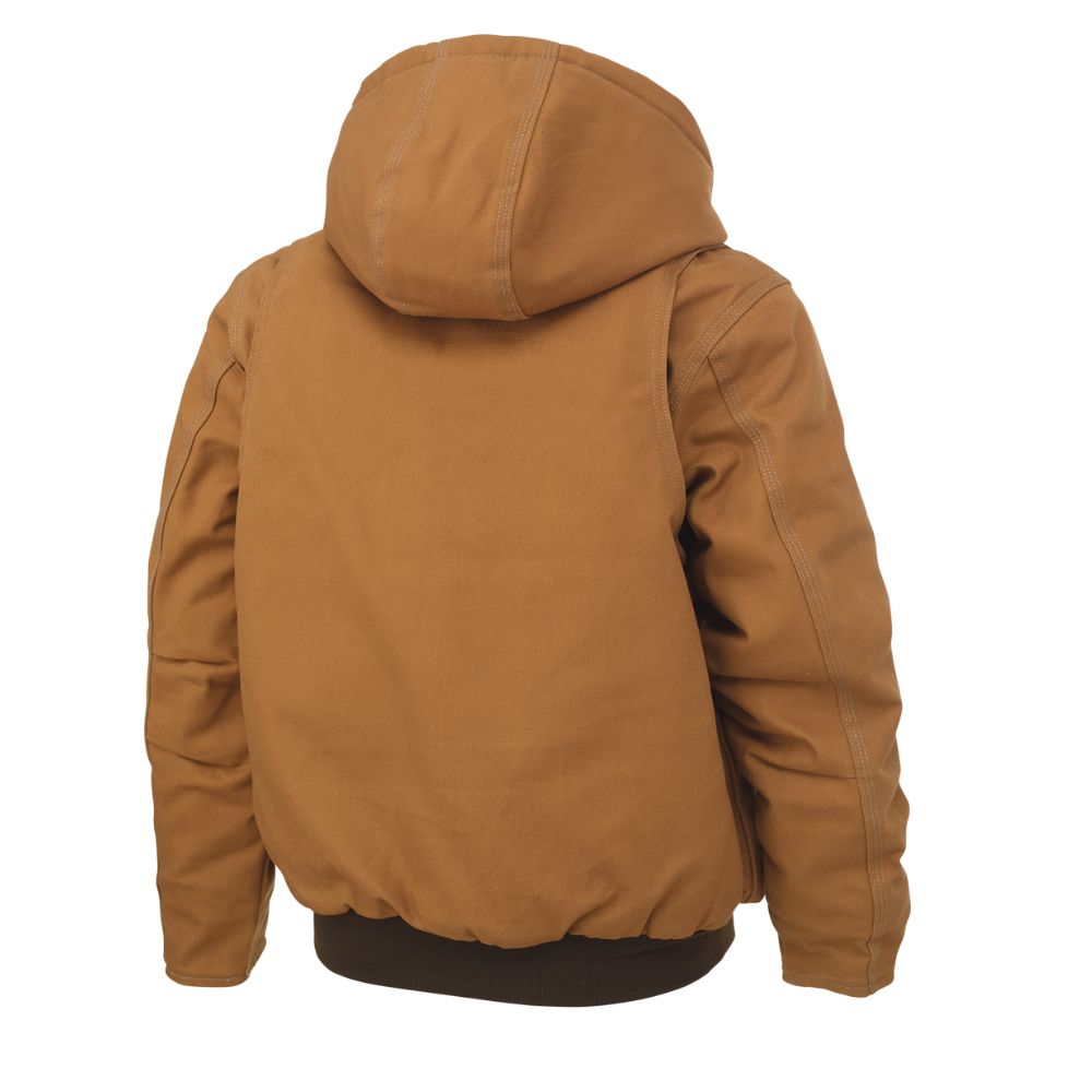 Tough Duck Women's Work Bomber Jacket WJ32 - Durable Brown Duck Canvas Jacket for Outdoor Work, Construction & Cold Weather Protection
