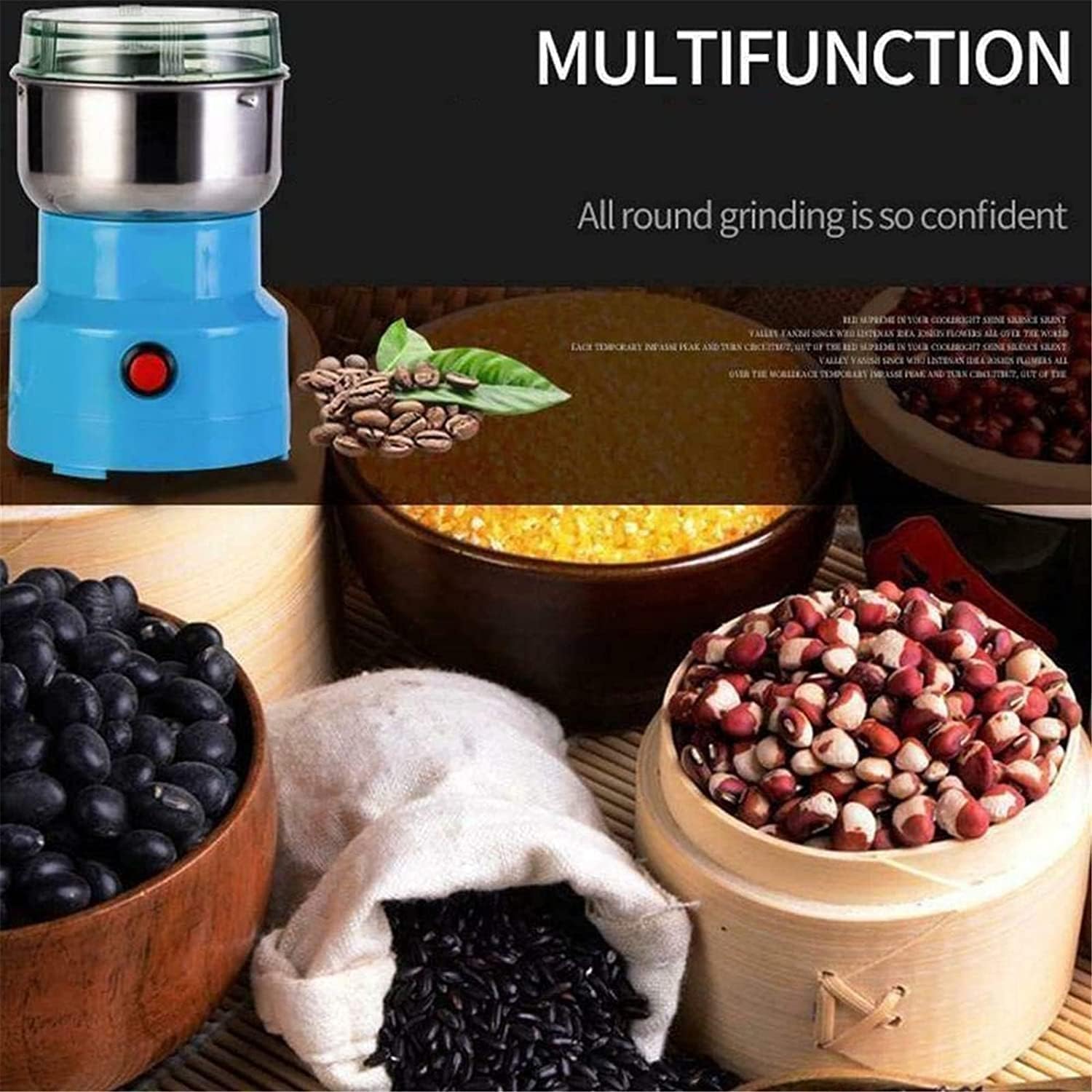 Premium Multifunctional Food Grinder - Ultra Fine Dry Grain & Coffee Grinder, Electric Smash Machine for Rice, Corn, Sesame | Perfect for Home Kitchen, Coffee Shops & Baking Enthusiasts
