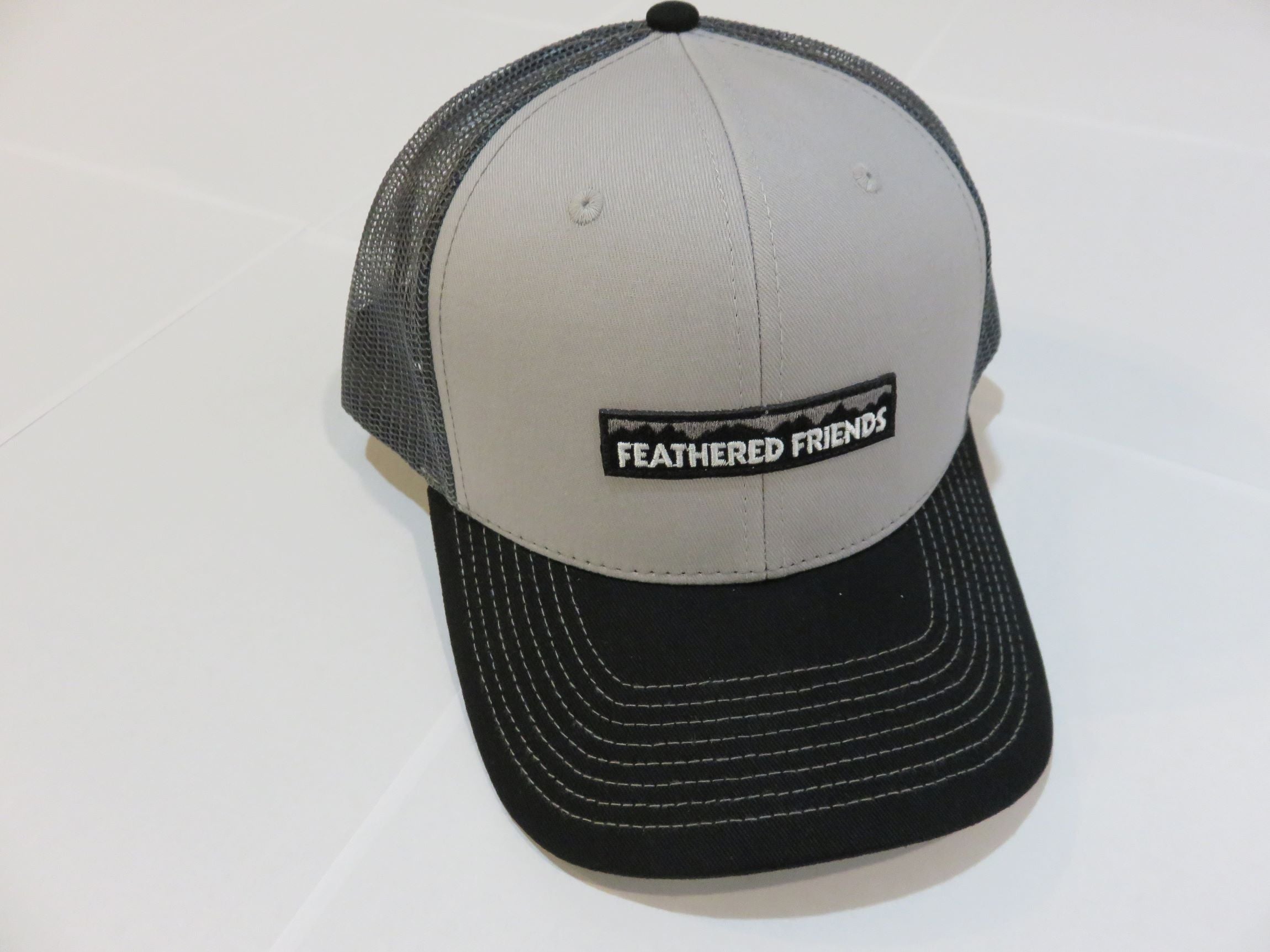 Feathered Friends Pro Style Trucker Mountain Logo Patch Hat - Vintage Baseball Cap for Outdoor Hiking & Camping