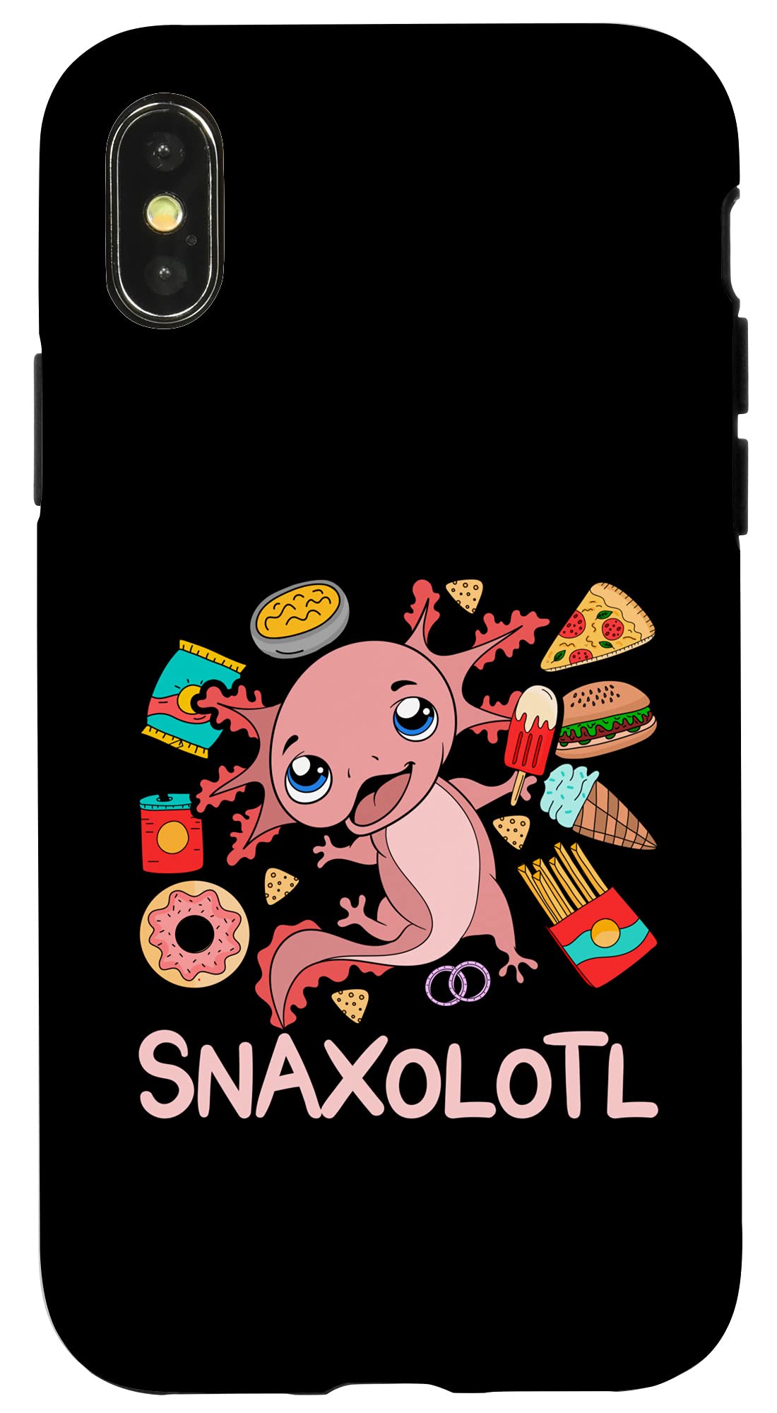 Funny Snaxolotl iPhone X/XS Case - Cute Exotic Axolotl Amphibian Design Phone Cover for Girls & Teens - Perfect for School, Work, and Everyday Use