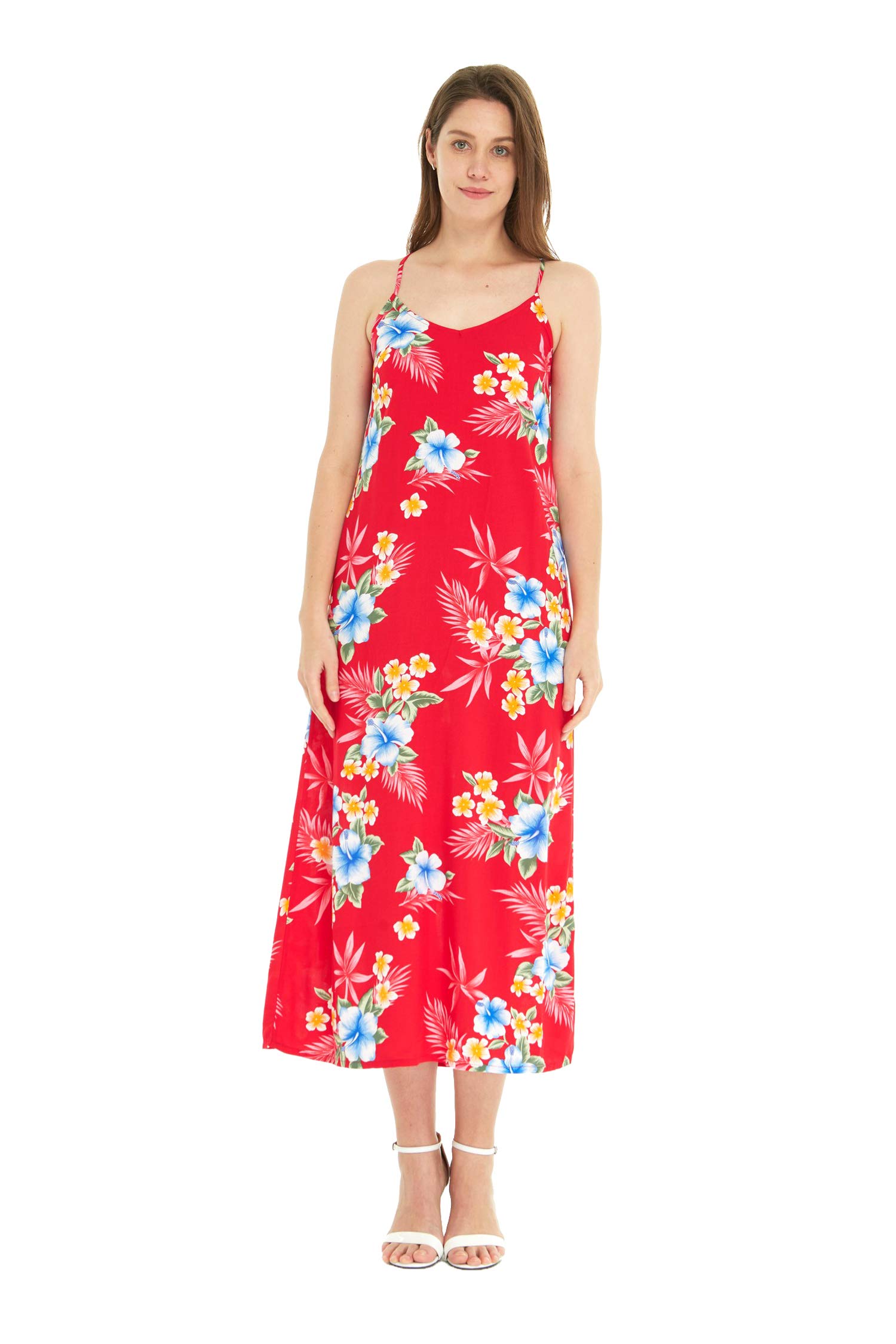 Hawaiian Luau Hibiscus Blue Maxi Sweetheart Dress for Women - Floral Summer Beach Party, Vacation, and Tropical Wedding Dress
