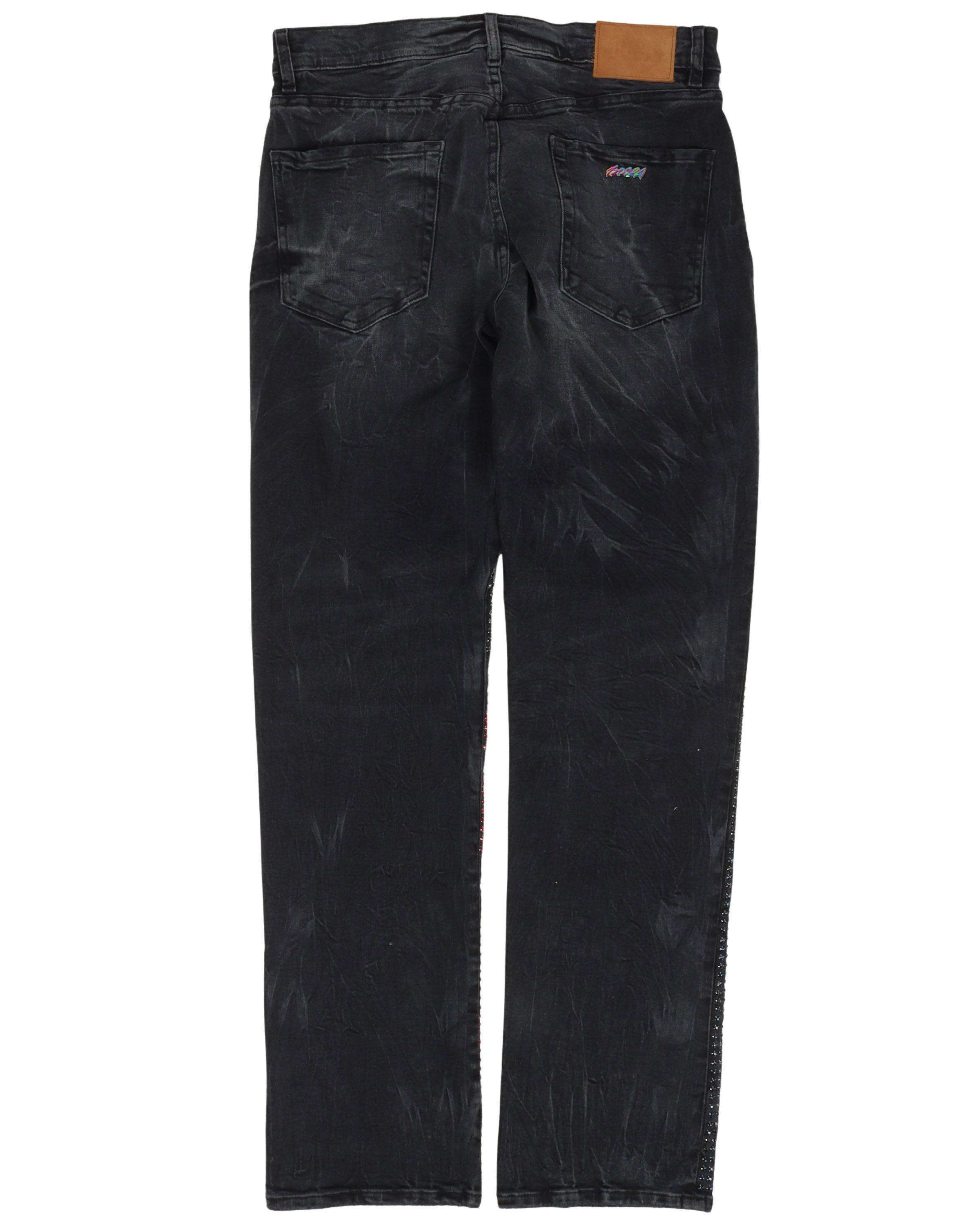 1 of 1 USA Flag Rhinestone Jeans - Patriotic Distressed Denim Pants with Crystal Embellishments | Perfect for 4th of July, Concerts & American Pride Events