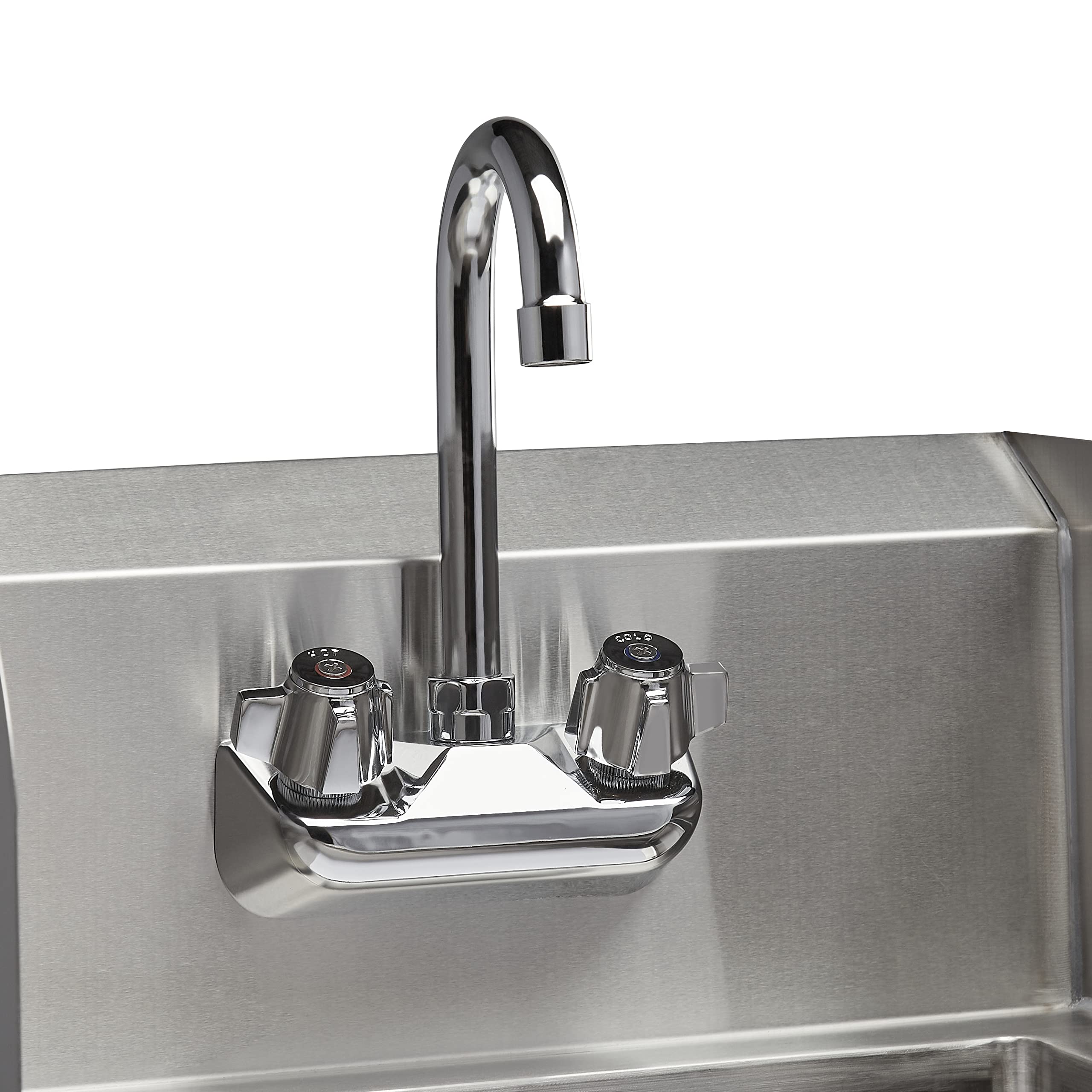 Premium 304 Stainless Steel Wall-Mounted Handmade Sink with Faucet & Side Splash - 17x15 Inch Commercial Restaurant Kitchen Sink for Home & Business Use - Durable Silver Basin for Washing, Food Prep & Hygiene Stations