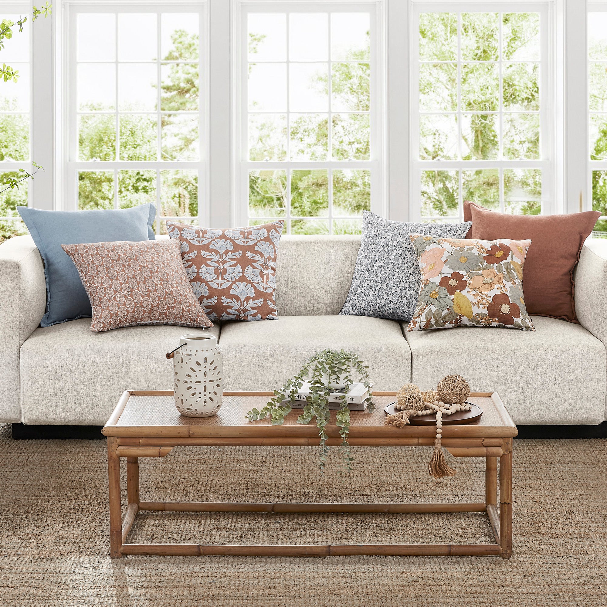 Zaab Flora Grove Square Filled Cushion 50x50cm - Soft Decorative Throw Pillow for Sofa, Bed & Home Decor