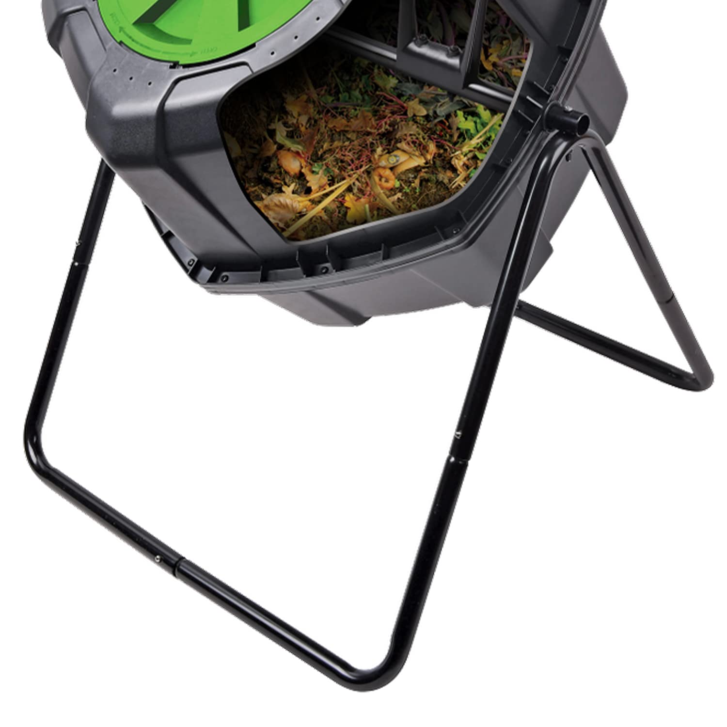 110L 29 Gallon Tumbleweed Compost Tumbler - Black & Green Outdoor/Indoor Rotating Compost Bin with Stand & Locking Lid - Perfect for Garden, Yard, and Kitchen Waste Recycling