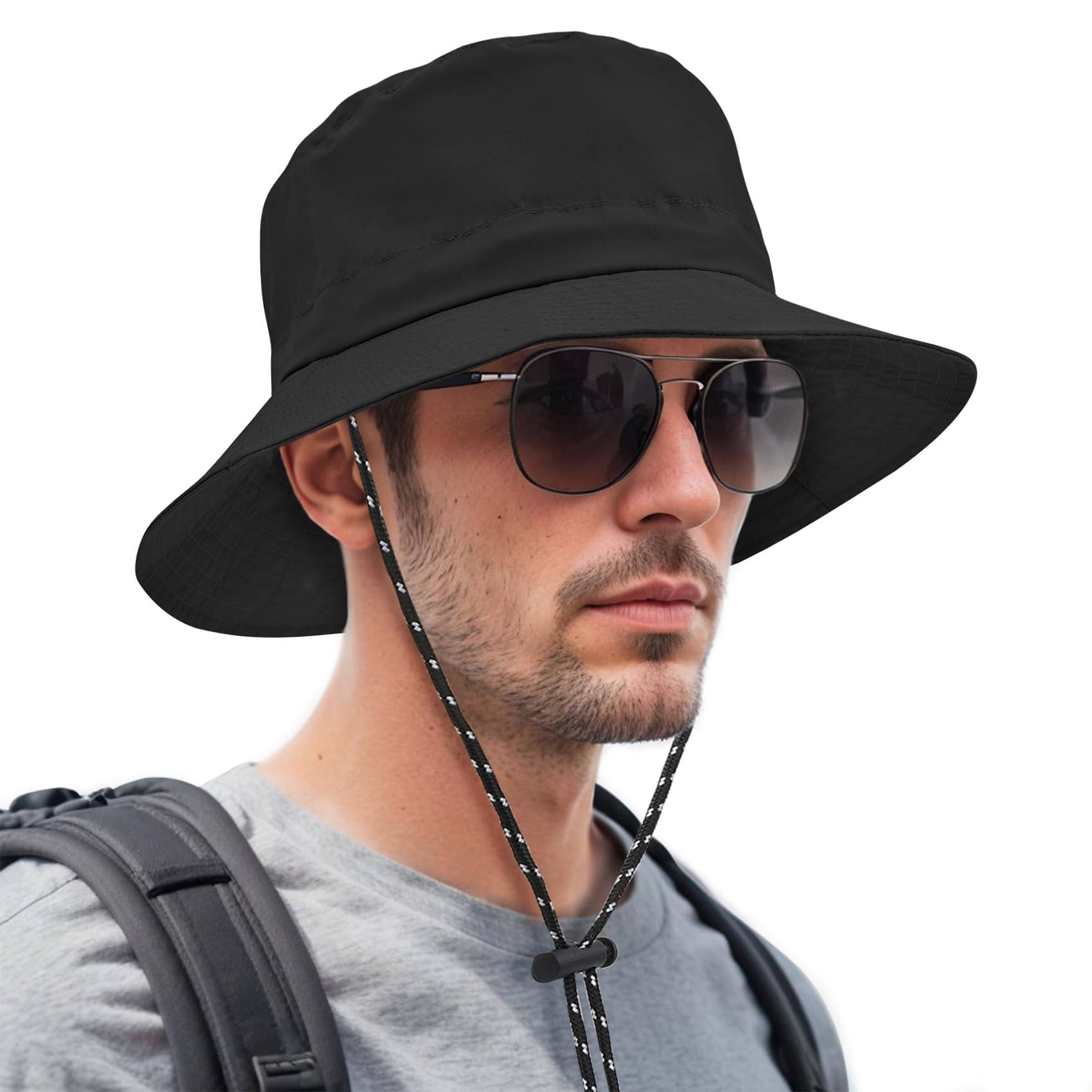 Durio Men's Waterproof Bucket Hat - Packable Sun Hat for Summer, Beach & Outdoor Travel - Perfect for Hiking, Fishing, and Vacation