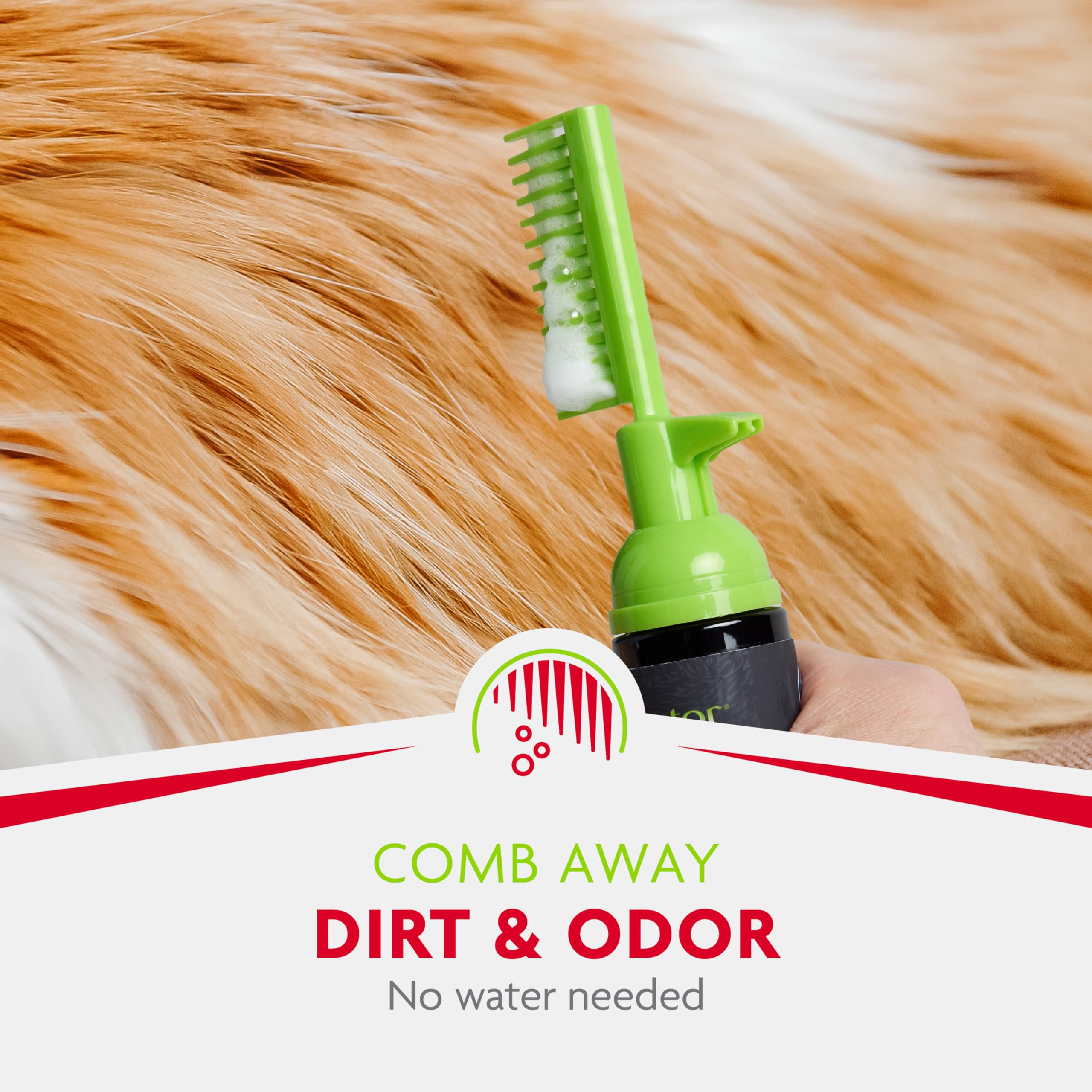 FURminator Tub-Free Deshedding Foam Comb for Cats - 3oz Grooming Brush Reduces Shedding, Freshens Coat & Eliminates Odors Without Rinsing - Perfect for Home Pet Grooming & Travel Use