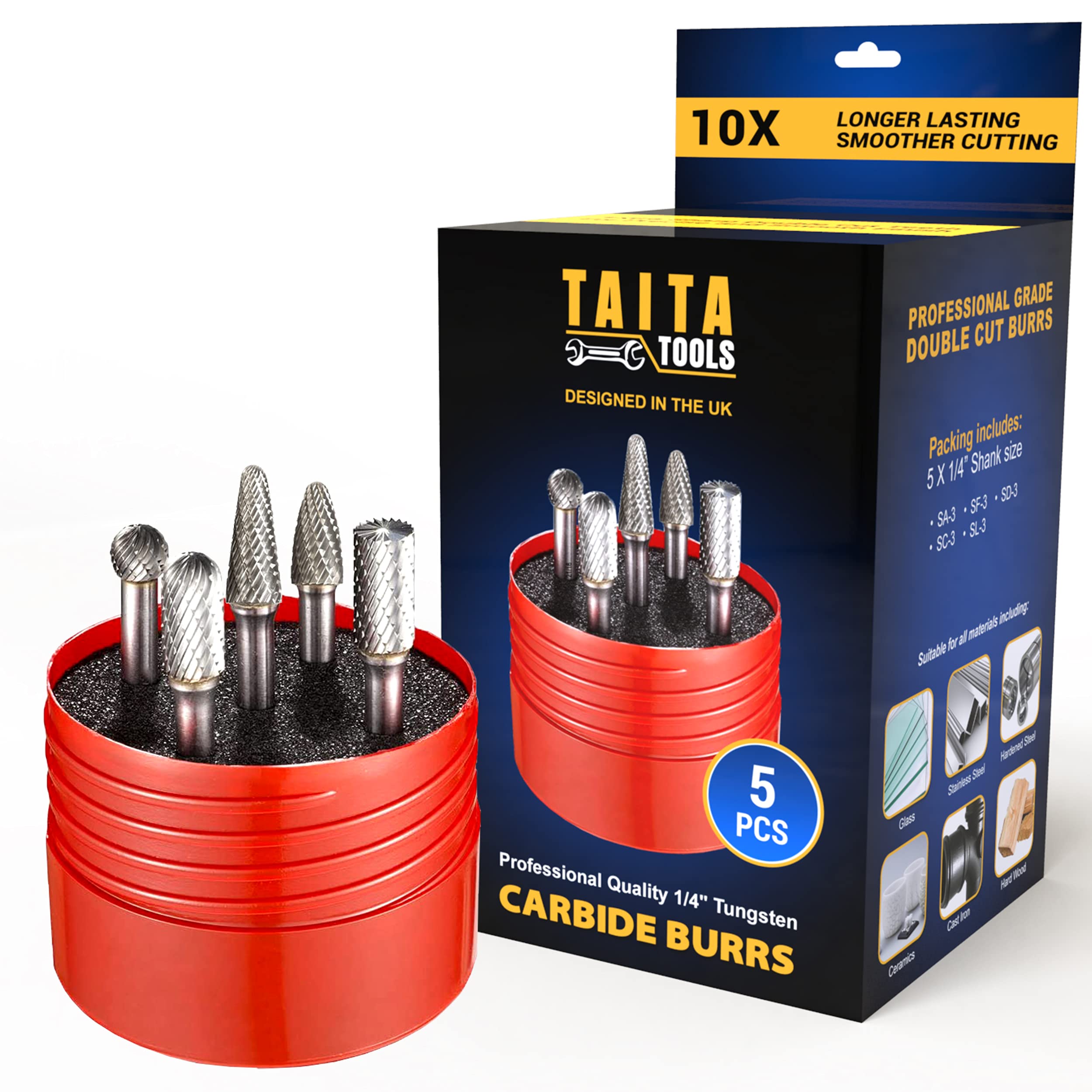 5pc Tungsten Carbide Burr Set with 1/4