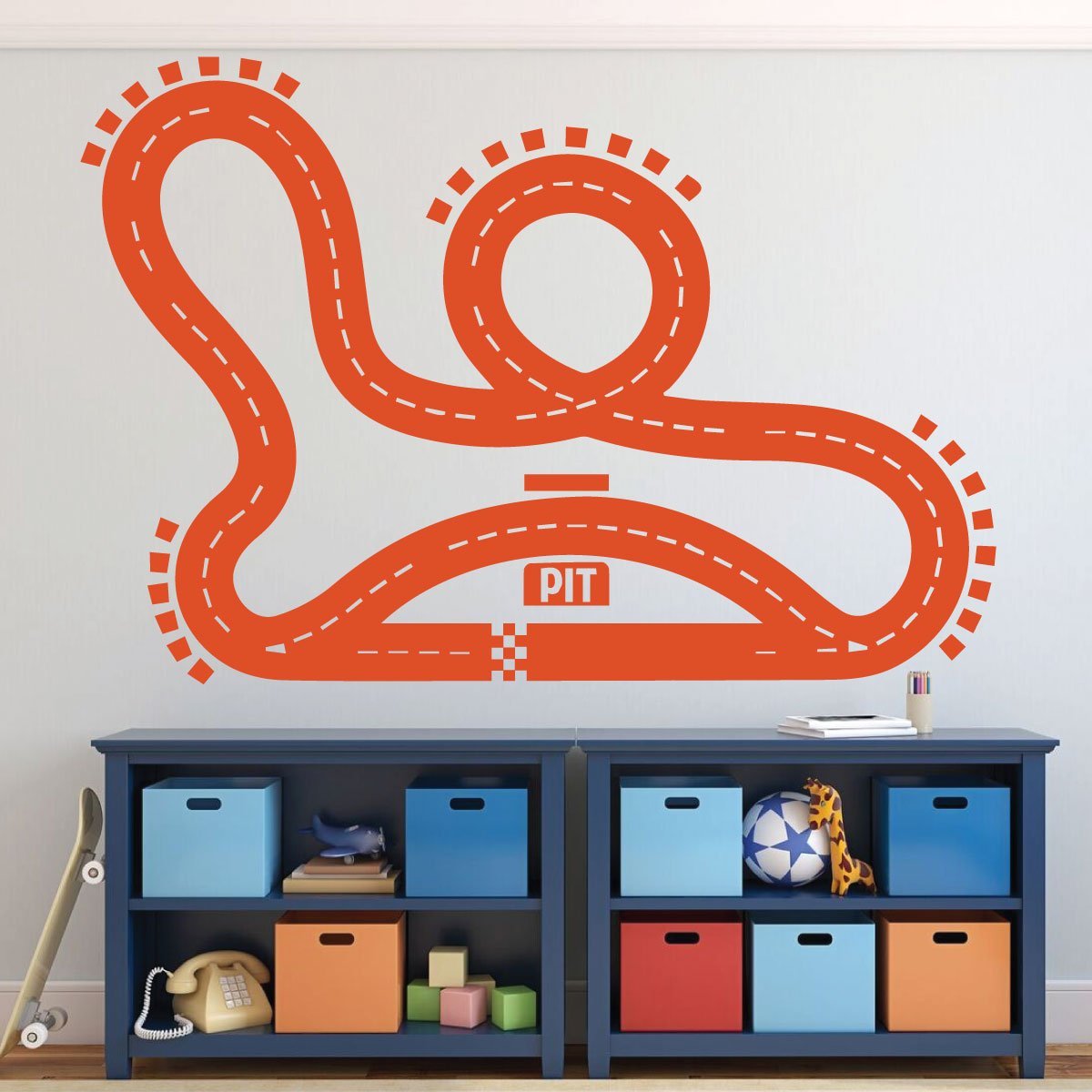 Race Track Wall Decal for Kids Room - Playroom & Nursery Decor for Boys