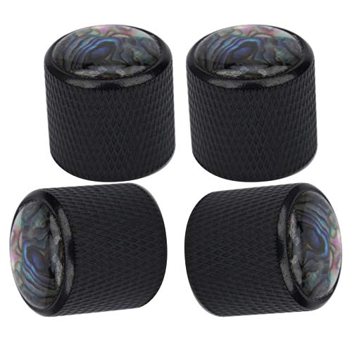4-Pack Metal Dome Guitar Knobs for Electric Bass - 6mm Shaft Volume Control Knobs (Black Shell) - Perfect for Guitar Upgrades & DIY Repairs - Stage & Studio Use