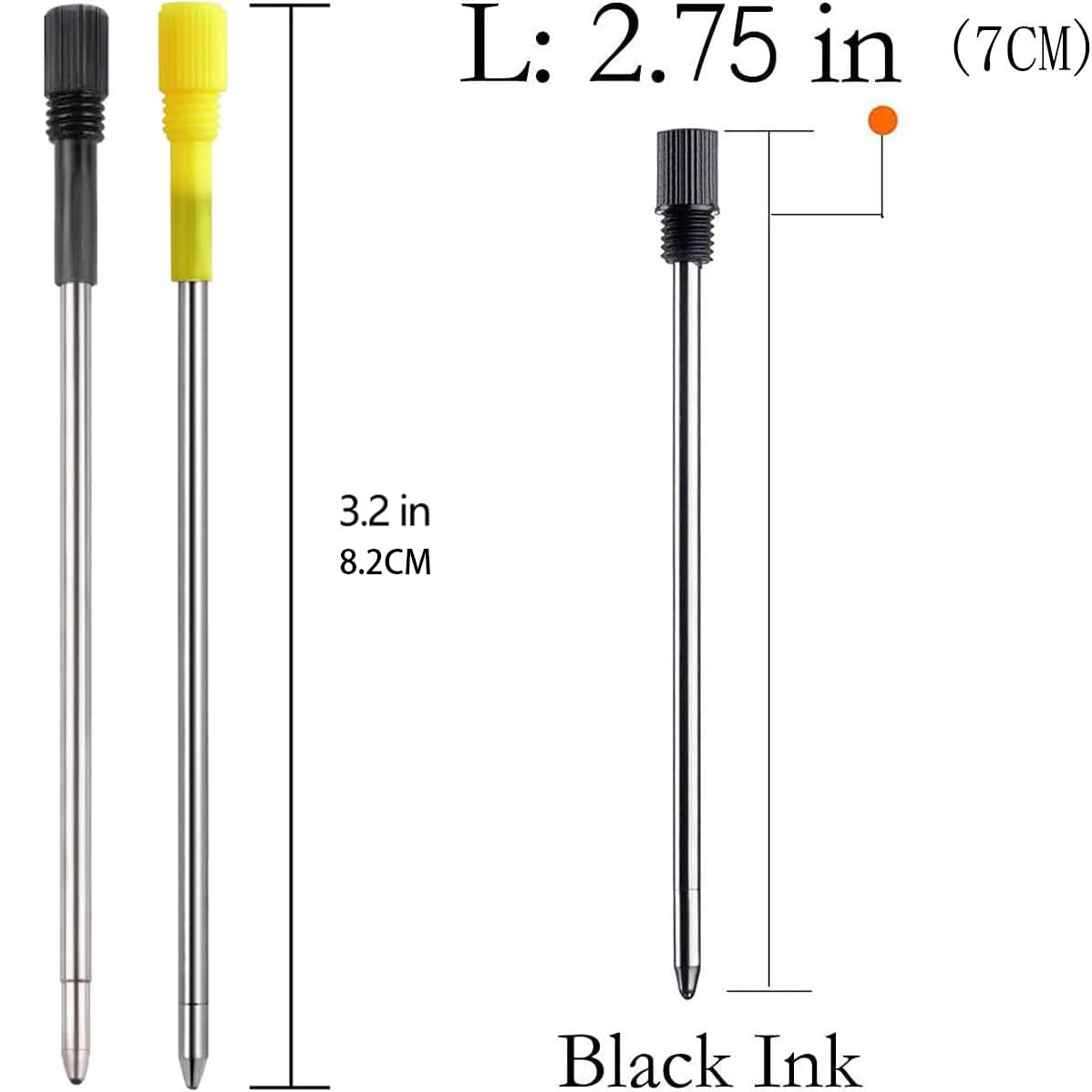 Premium D1 Ballpoint Pen Refills - Medium Tip Twist Pen Ink Cartridges (10 Pack Black) - Compatible with Swarovski, Parker & More - Perfect for Office, Journaling & Gift Pens