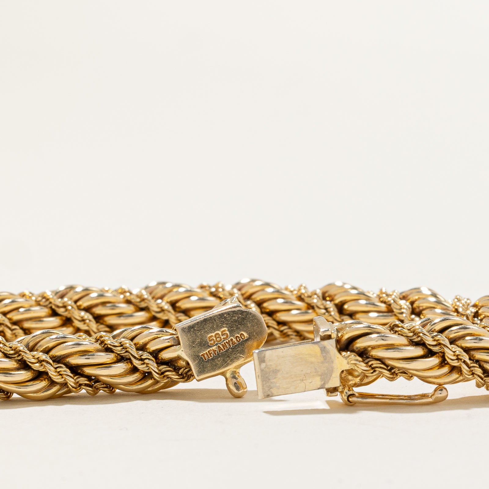 Vintage Tiffany & Co. 14k Gold Twisted Rope Necklace & Bracelet Set - 16