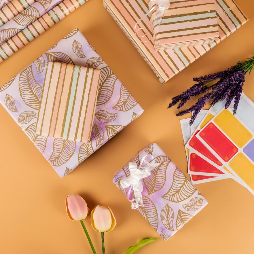 AccuPrints Premium 12-Pack Gift Wrapping Paper Set - High-Quality Gift Wrap Rolls & Sheets for Christmas, Birthday, Wedding Presents - Mix Multicolor Designs for All Occasions