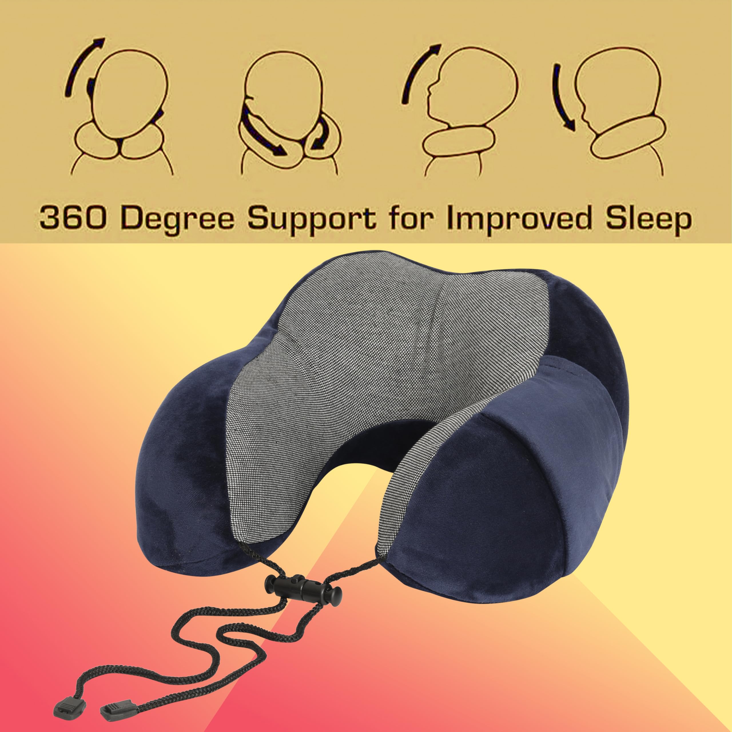 Premium Car Neck Pillow - Ergonomic Memory Foam Cushion for Neck & Back Support - Luxury Travel Accessories for Road Trips & Long Flights