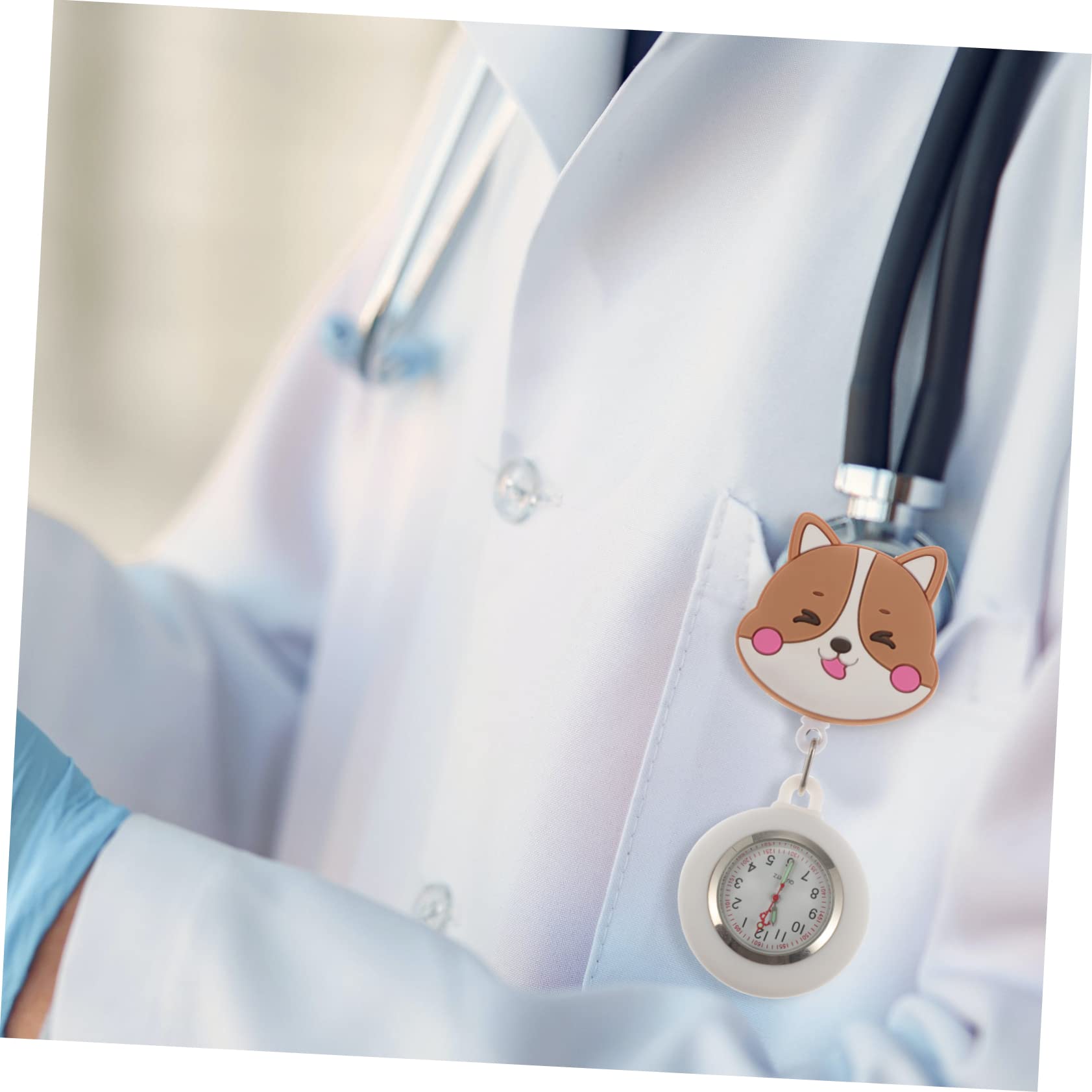 SAFIGLE 2-Pack Nurse Pocket Watch - Portable Retractable Hanging Watch with Cartoon Design, Scalable Badge Hook for Medical Professionals | Perfect for Nurses, Doctors & Healthcare Workers