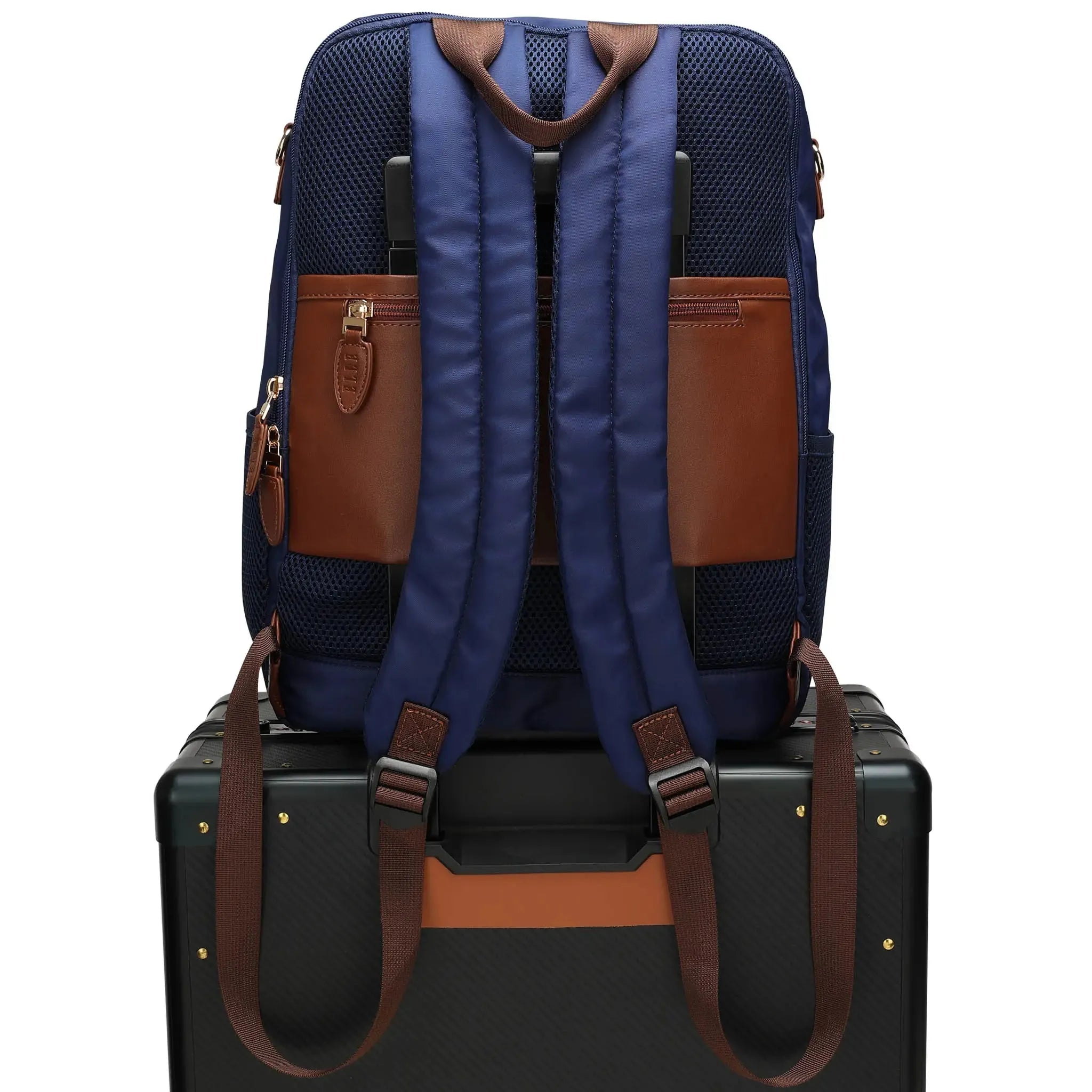 Premium 18L Twill & Vegan Leather Backpack for Travel, Work & College - Stylish Water-Resistant Laptop Bag with USB Charging Port | Perfect for Commuting, Business Trips & Campus Life