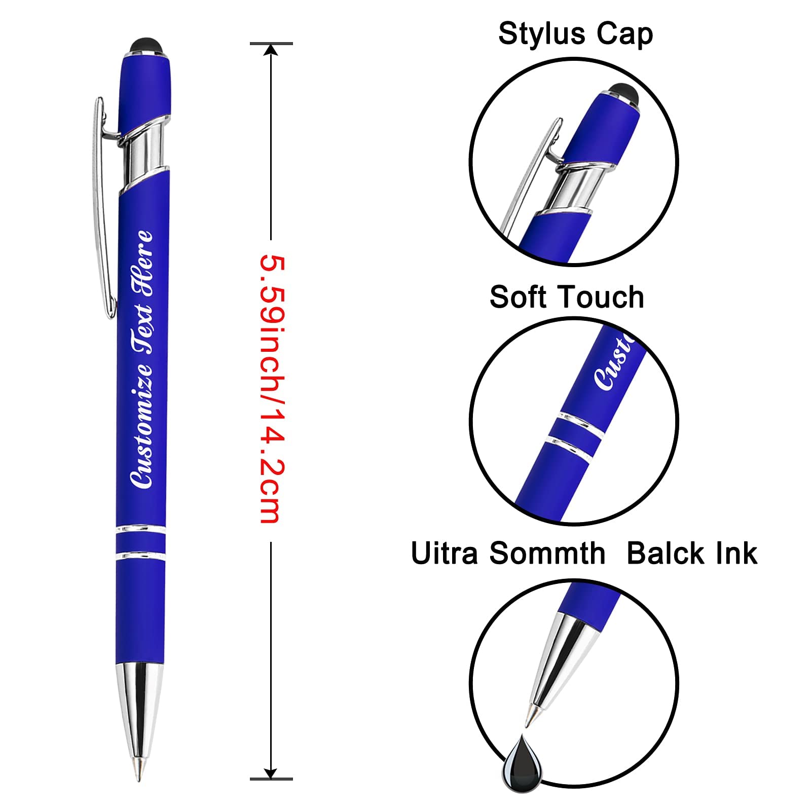 Custom Ballpoint Pens Bulk 500 Pcs - Personalized with Name & Logo - Free Engraving - Ideal for Corporate Gifts, Birthday Presents, Graduation Favors, Promotional Events & Office Supplies