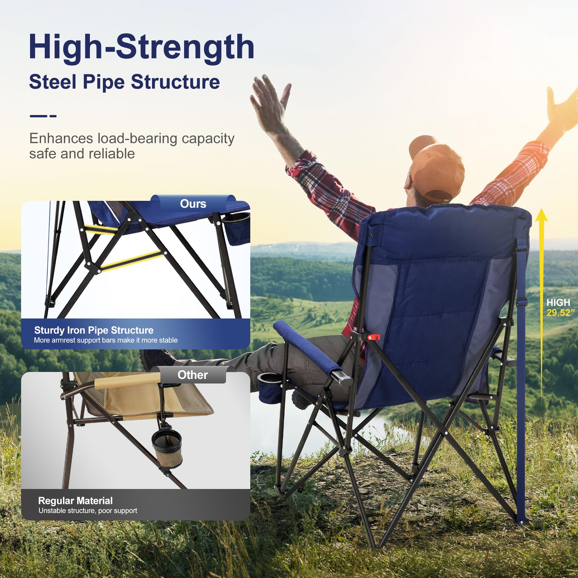 **LET'S CAMP Oversized Heavy Duty Camping Chairs - 29.52