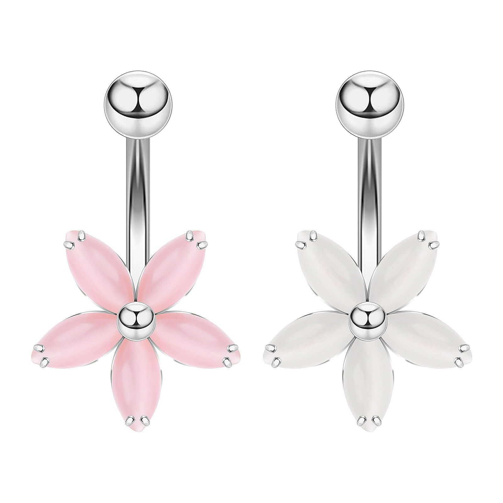 Cat's Eye Stone Flower Belly Button Ring & Body Jewelry | UZ661 | Perfect for Piercings, Parties & Fashion Accessories