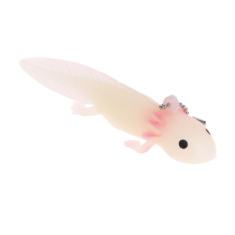 Soft TPR Squeeze Toy Keychain - Cute Fish Design Prank Joke Gift for Girls & Kids - Perfect for Stress Relief, Party Favors, and Backpack Accessories (White)