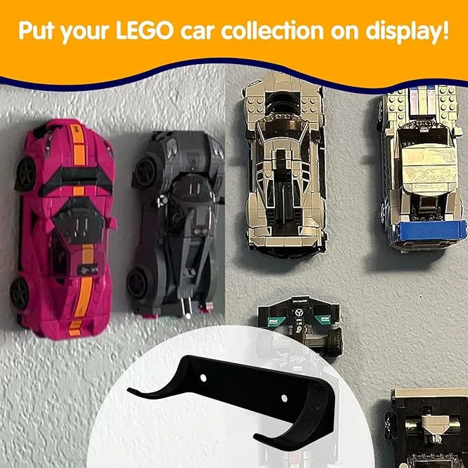 LEGO Speed Champions Series Wall Mount Display Hook - Perfect for Showcasing & Organizing LEGO Race Cars in Bedroom, Office, or Playroom