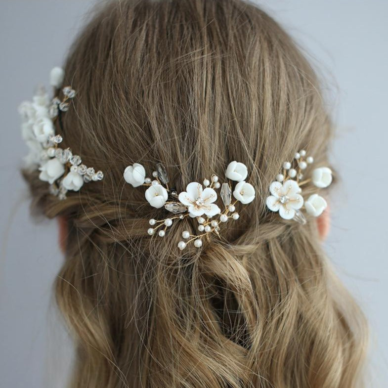 Elegant Bridal Gold Hair Comb & Pin Set (S8204) - Perfect for Weddings, Prom, and Special Occasions - Wholesale Bulk Orders Available