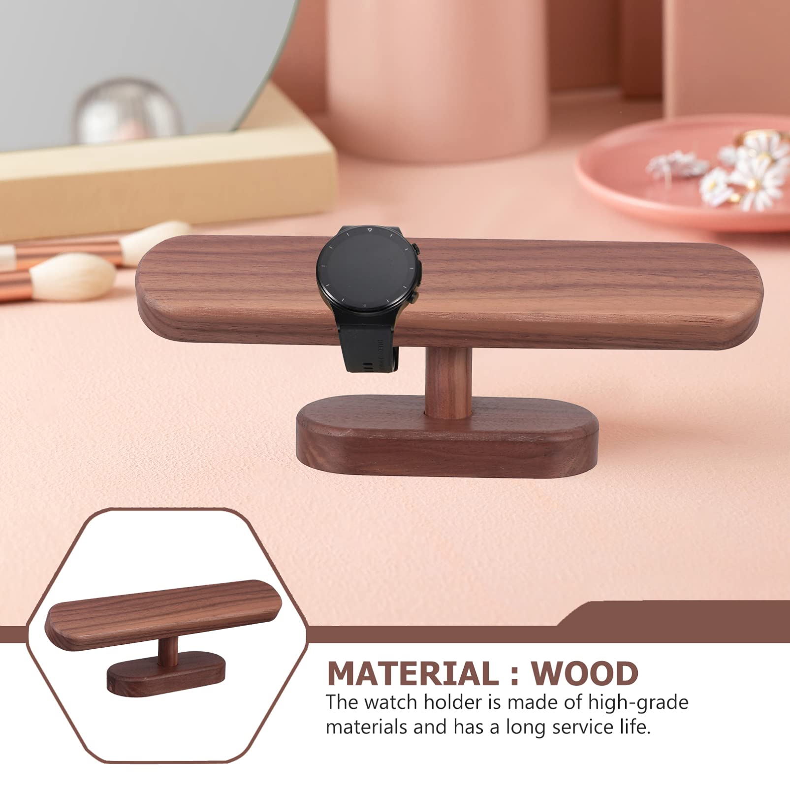 Premium Wooden Watch & Jewelry Stand - Necklace Organizer, Bracelet & Ring Display Holder - Elegant Jewelry Storage for Dresser, Vanity & Bedroom Decor