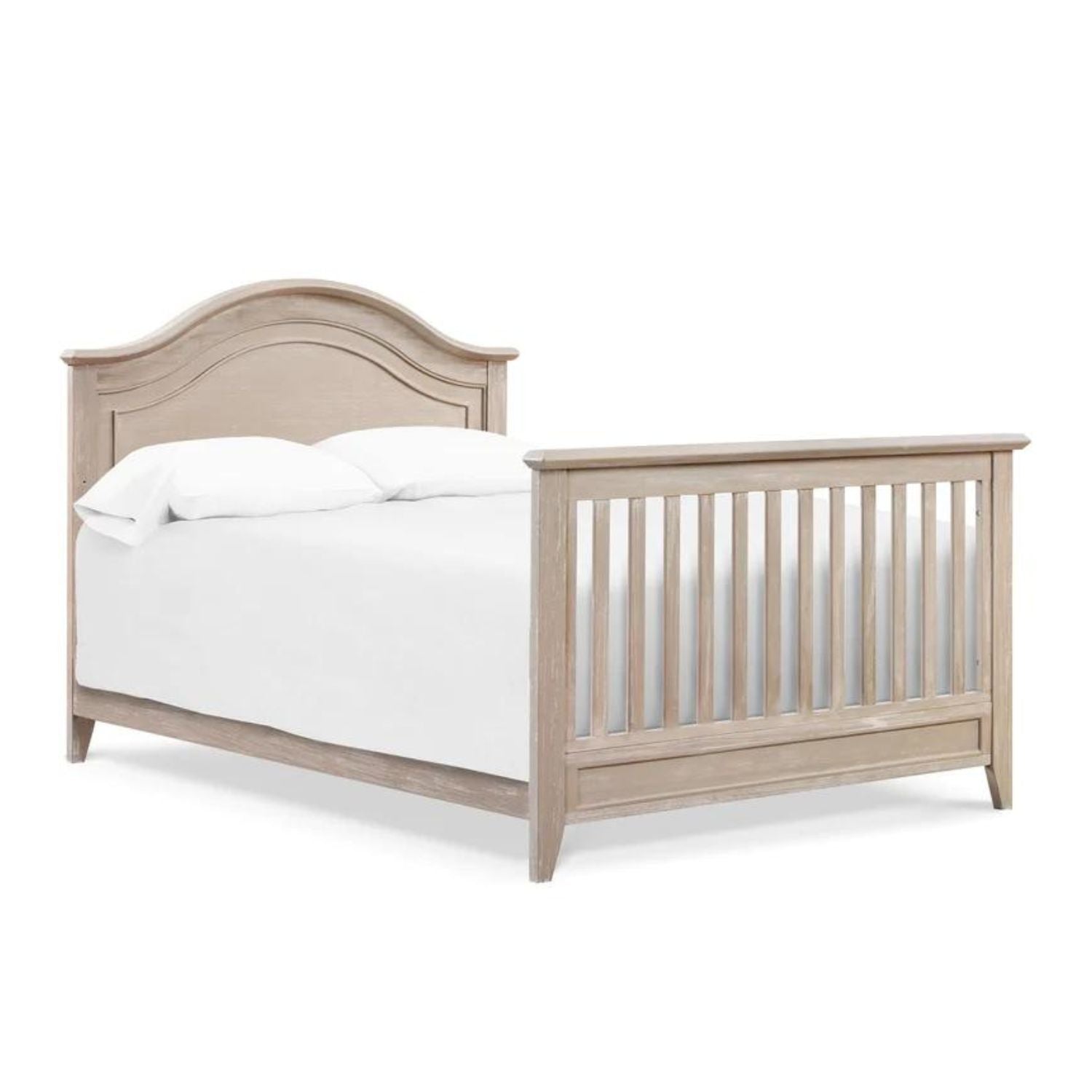 Beckett Rustic 4-in-1 Convertible Curve Top Crib - White Wooden Baby Crib for Nursery | Converts to Toddler Bed, Daybed & Full-Size Bed | Perfect for Modern Farmhouse & Rustic Nursery Decor