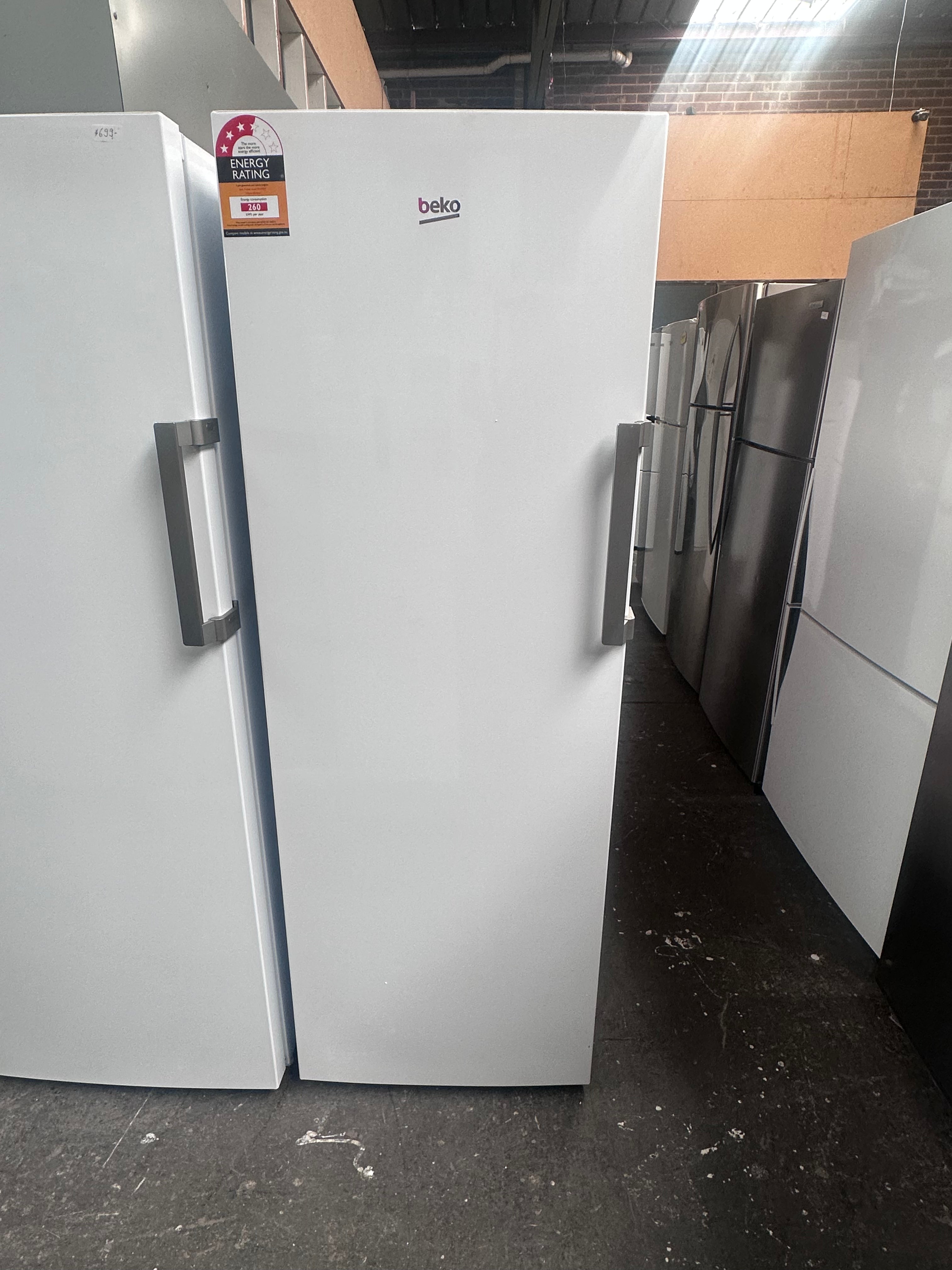 Beko 256L Frost-Free Upright Freezer - BVF290W | European Made | Carton Damaged (12-Month Warranty) | Perfect for Home, Restaurant & Commercial Kitchen Storage