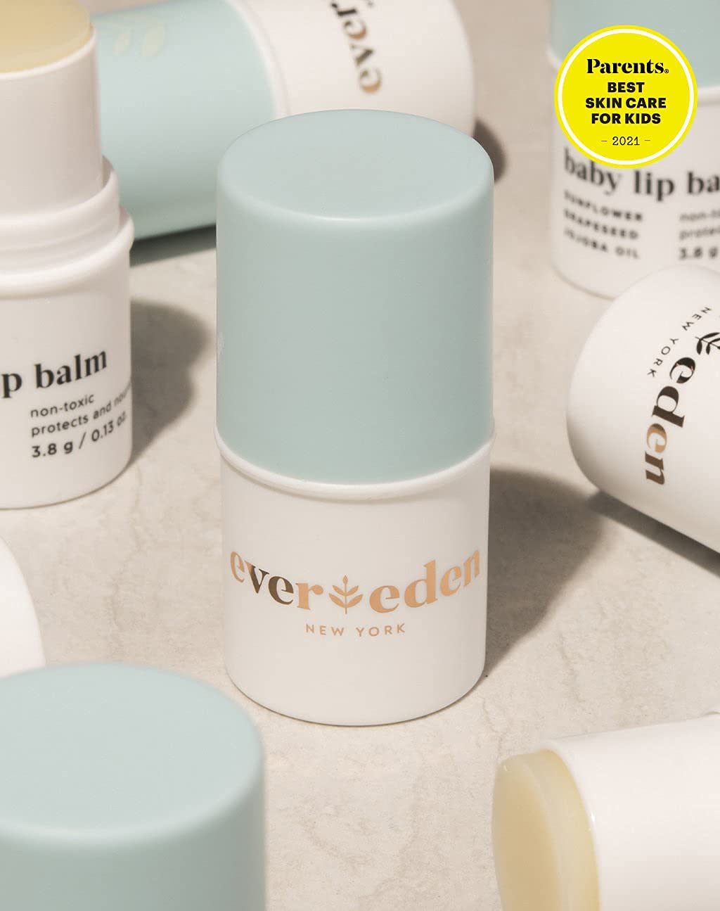Evereden Baby Lip Balm for Dry Lips | 0.14 oz Organic & Non-Toxic Lip Care | Fragrance-Free, Safe for Newborns & Sensitive Skin | Perfect for Winter Protection & Daily Baby Care