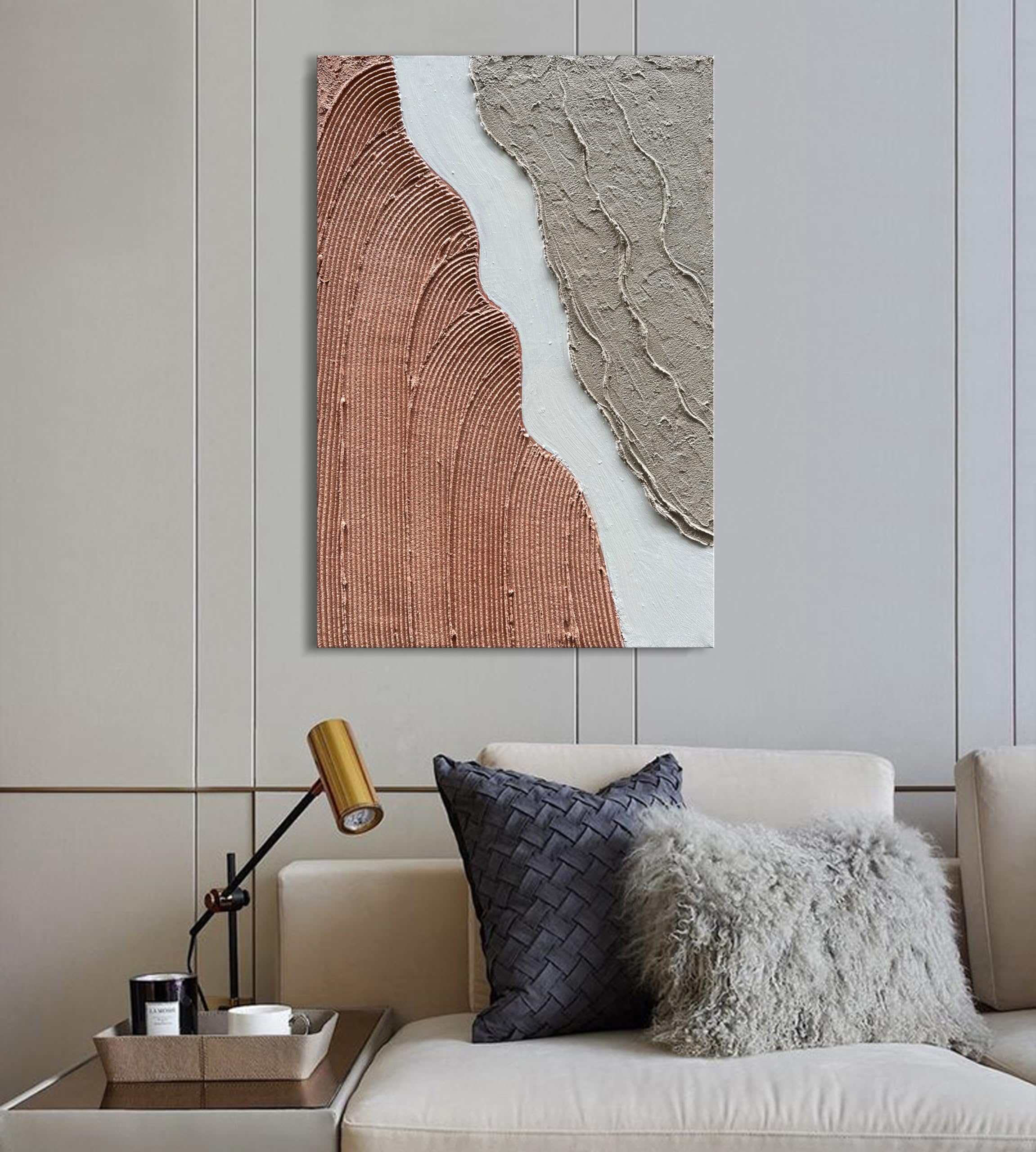 Hand Painted Abstract Thick Texture Oil Painting - Minimalist Wall Art on Canvas 36x24 Inch - Perfect for Living Room, Bedroom & Office Decor