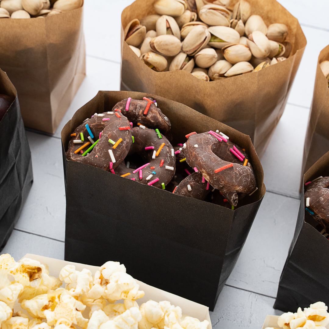 Eco-Friendly Black Paper Snack Bags 4x2.25x3.75 Inches - 100 Count Bulk Pack for Parties, Picnics & School Lunches | Small Food Storage Bags | Disposable Snack Pouches