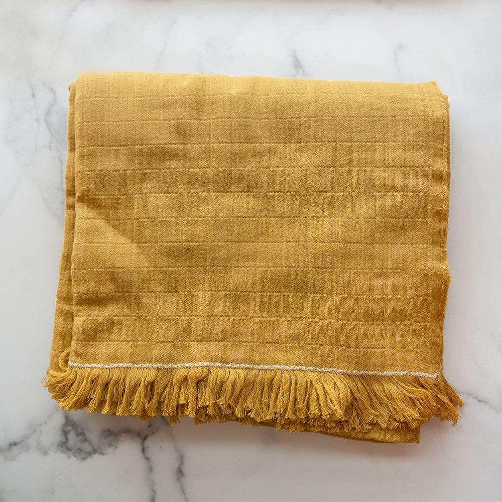Premium Cotton & Linen Tablecloth in Ochre - Elegant Dining Table Cover for Home, Restaurant & Outdoor Gatherings