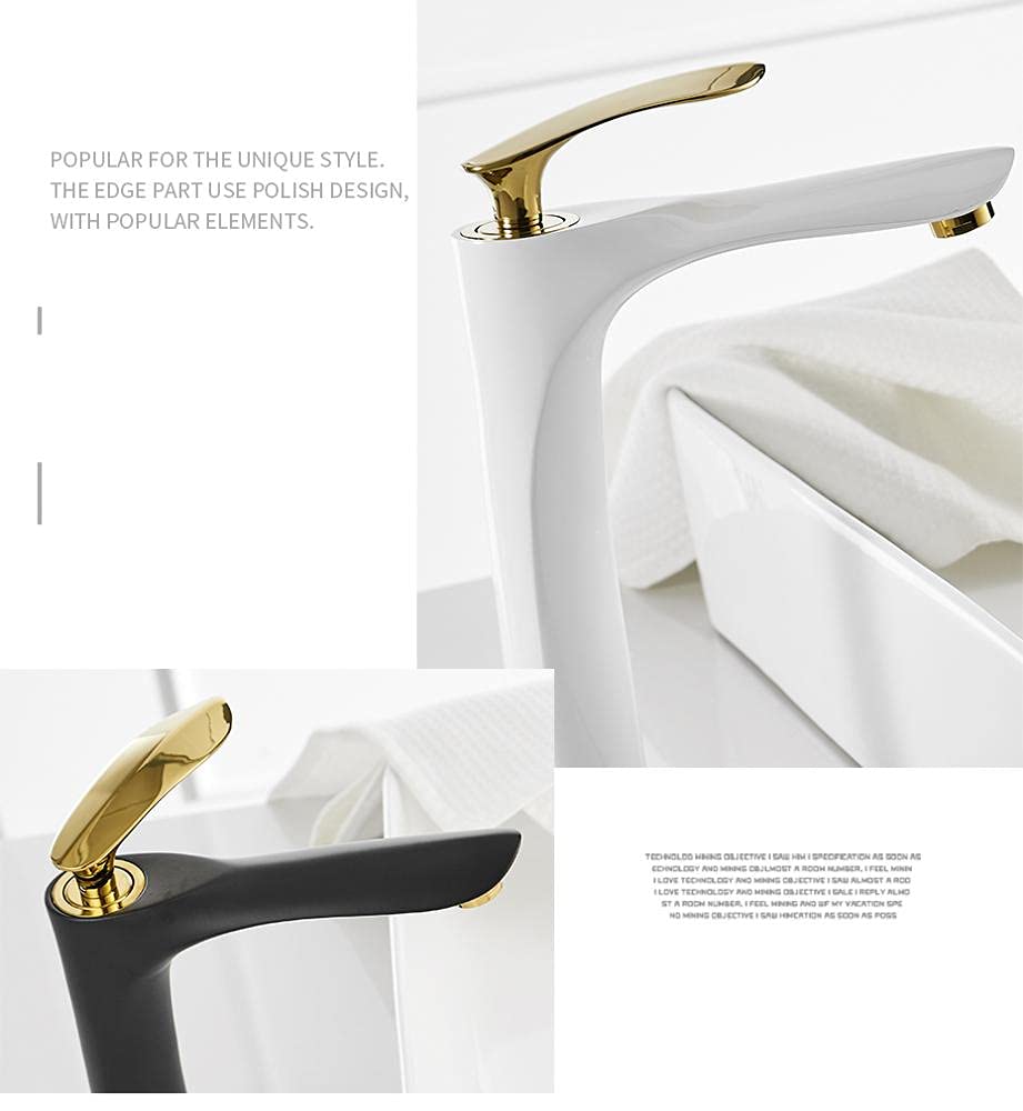 Premium InArt Brass Single Lever Bathroom Basin Mixer Tap - White Gold Finish | Modern Sink Faucet for Vanity, Powder Room & Guest Bathroom