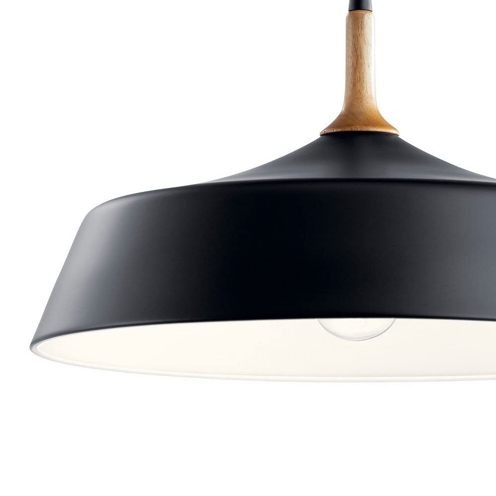 Vintage Black Metal Pendant Light Fixture - Mid Century Modern Single Bulb Hanging Lamp for Dining Room, Kitchen Island or Bedroom Lighting