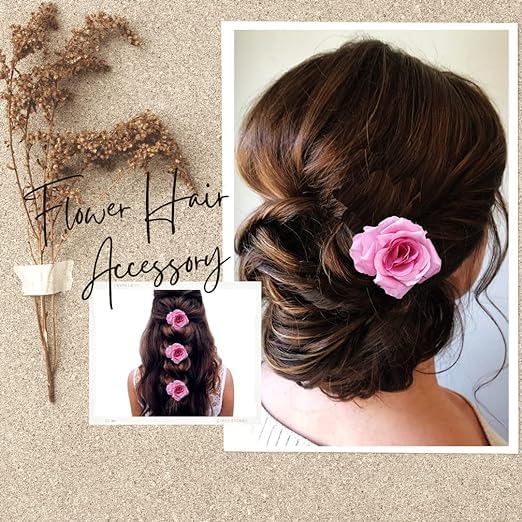 Pink Rose Hair Clips for Women - Small Artificial Flower Hair Accessories (Pack of 1) | Perfect for Weddings, Parties & Everyday Style