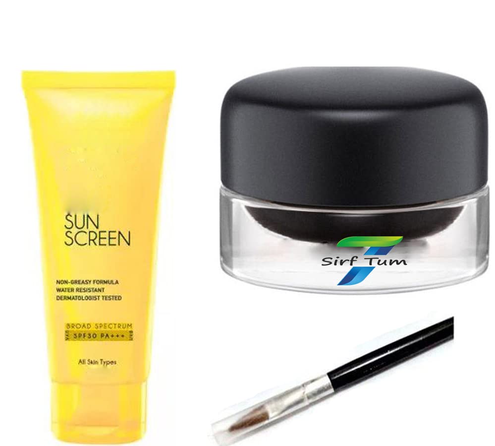 SIRF TUM 7 Ultra Matte Sun Lotion Cream with Eyeliner Gel - Oil-Free SPF Protection for Face & Body, Long-Lasting Matte Finish - Perfect for Beach, Swimming & Outdoor Activities (Pack of 1)