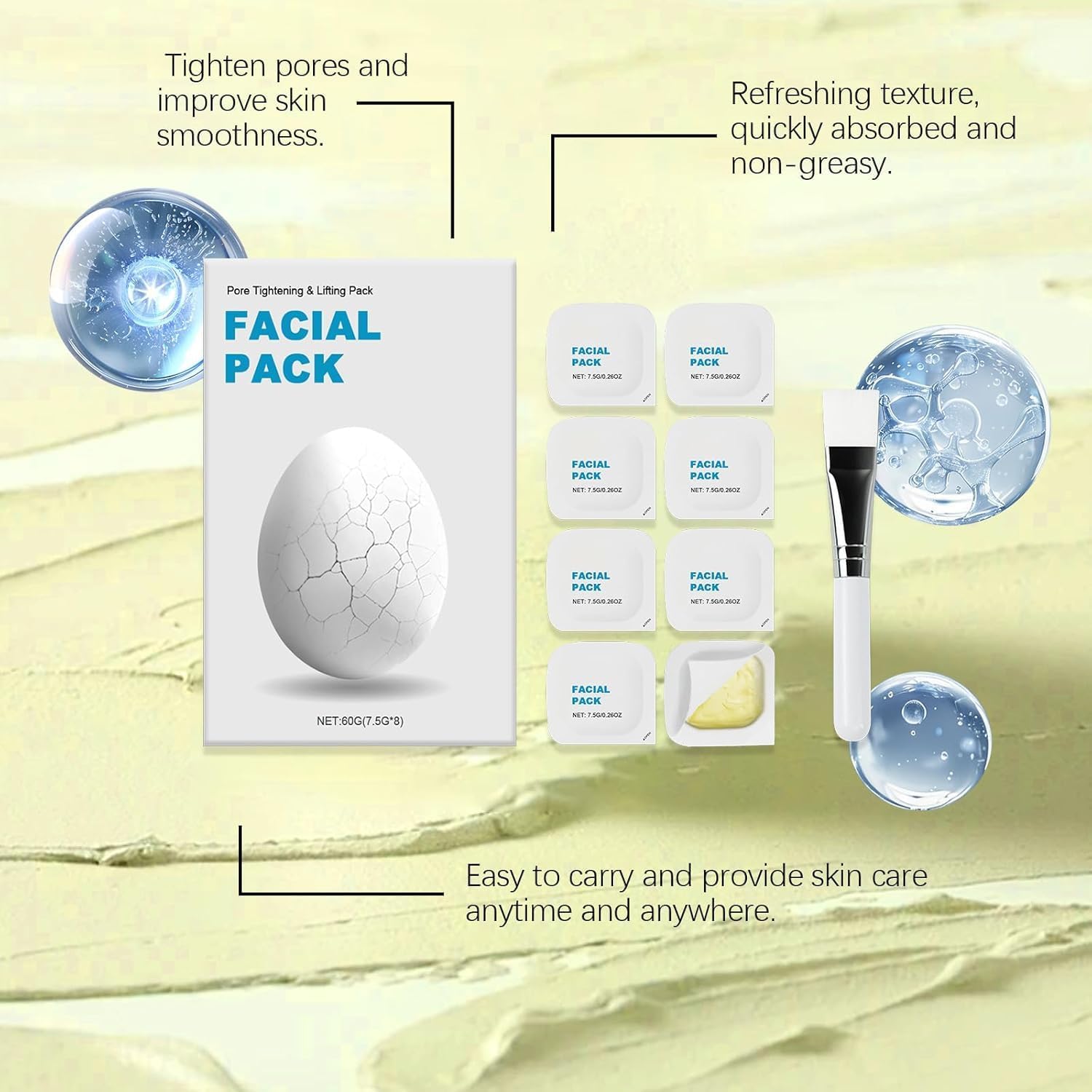 Zombie Face Mask - Hydrating & Firming Skin Care Mask for Pore Tightening & Lifting, Includes Mask Brush (1 Box of 8 Sheets) - Perfect for Halloween Costumes, Spa Nights, and Skin Rejuvenation Treatments